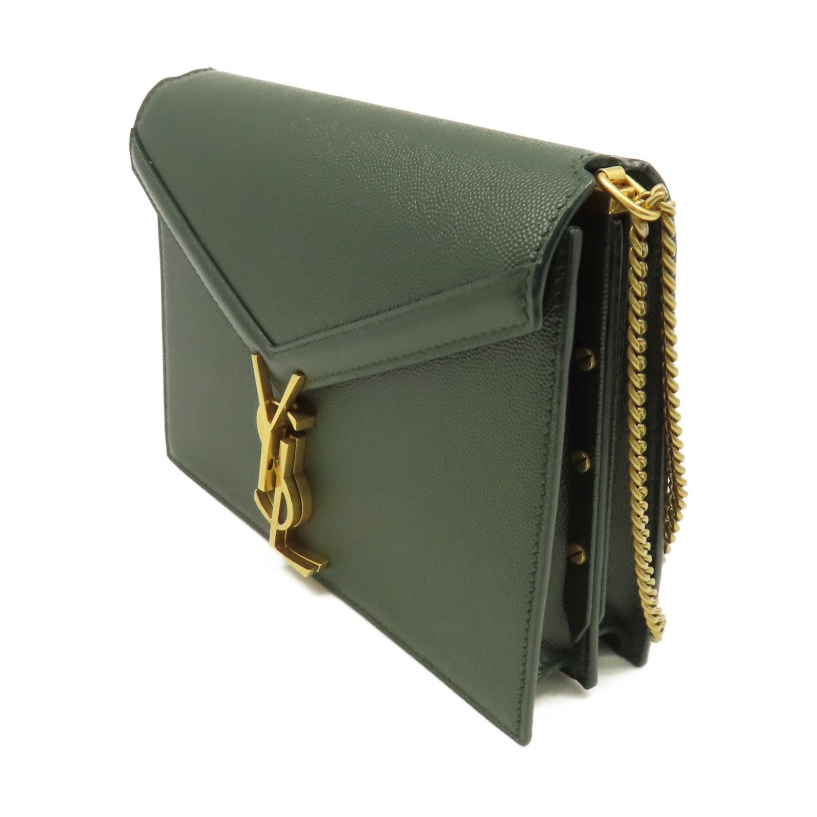 YVES SAINT LAURENT 牛皮皮革Shoulder Bag肩背袋軍綠色