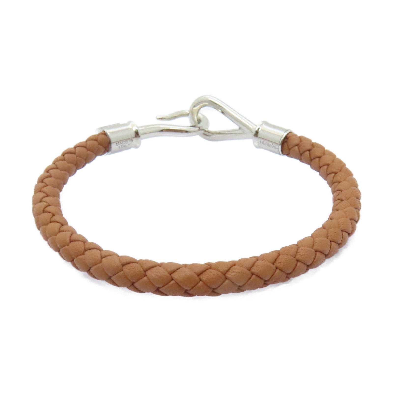 HERMES Swift皮革Jumbo H Bracelet銀扣手鐲啡色