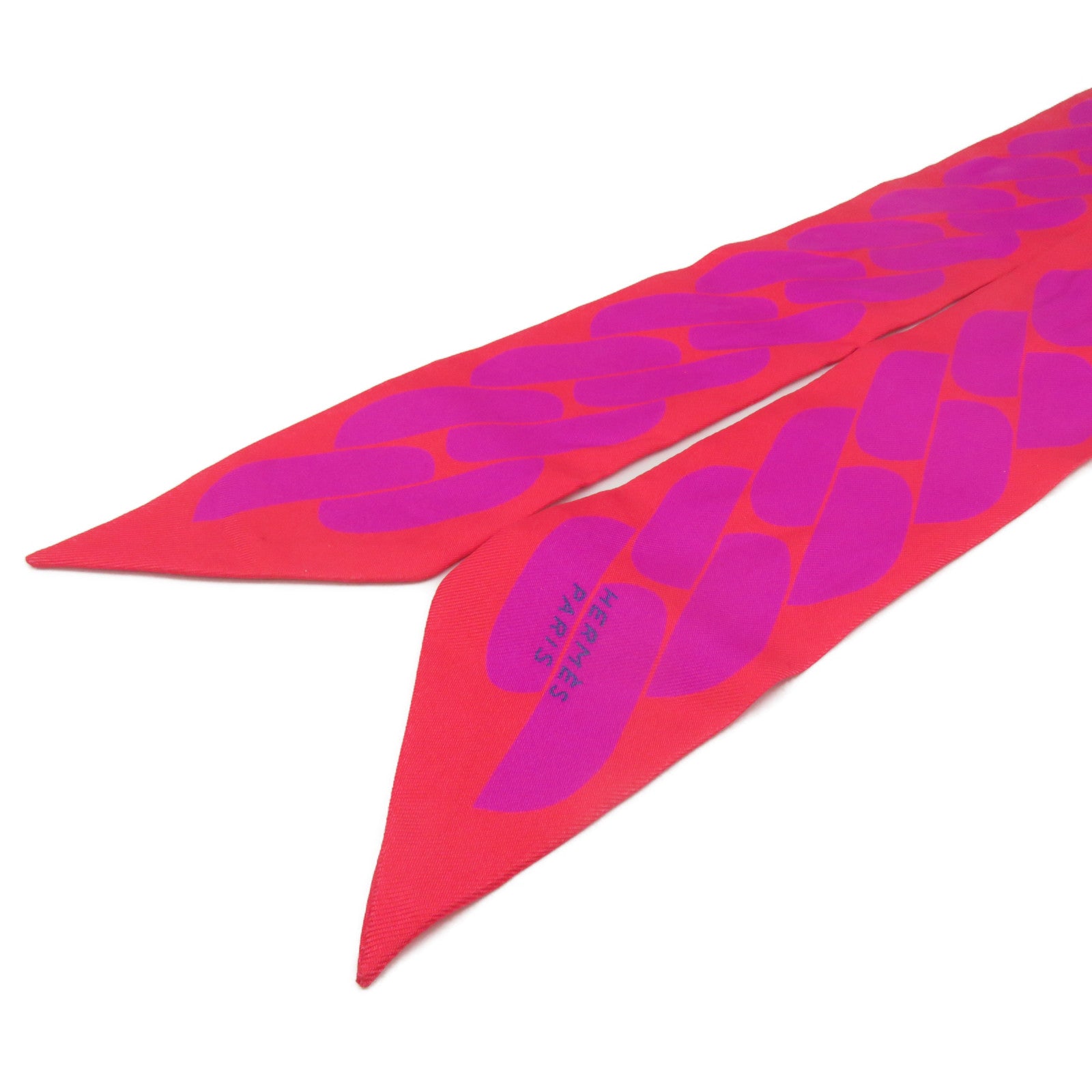 HERMES [Sharp Discount] Silk Twilly Scarf Red/Purple