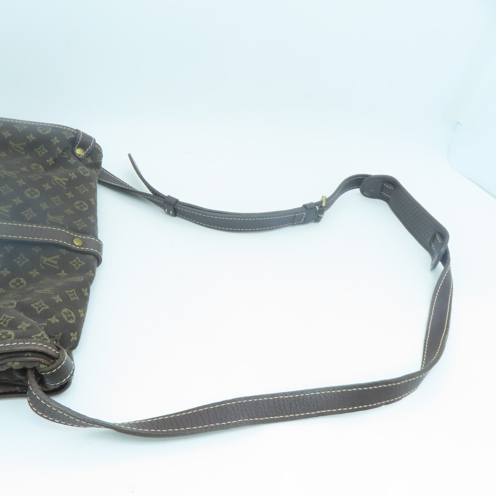 LOUIS VUITTON Monogram Mini Lin Saumur 30 Gold Buckle Shoulder Bag Brown