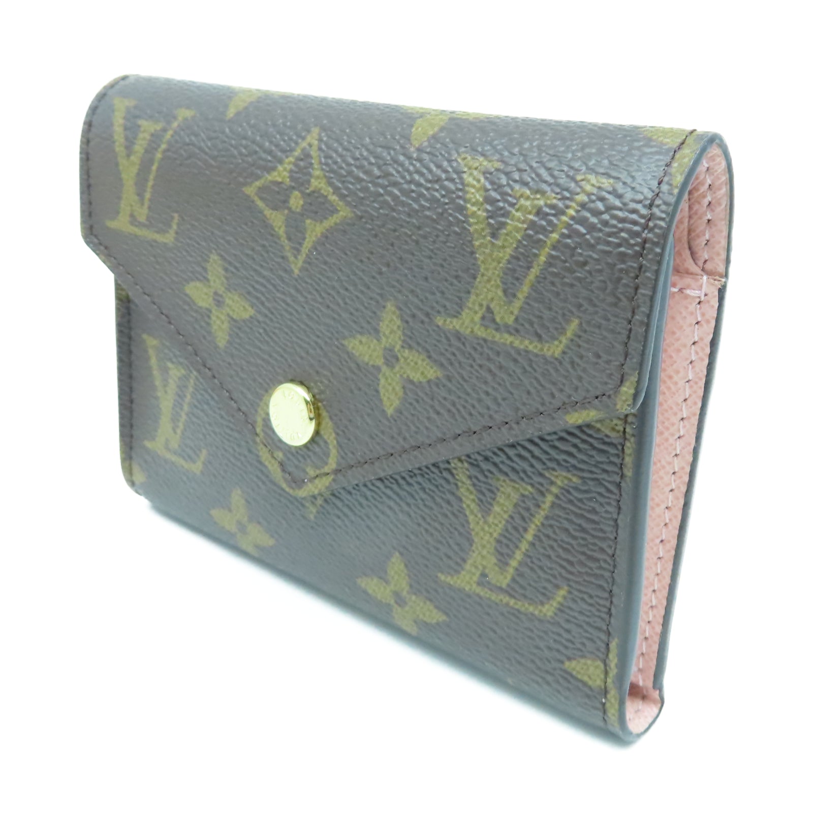 LOUIS VUITTON Monogram Victorine金扣錢包啡色/粉紅色