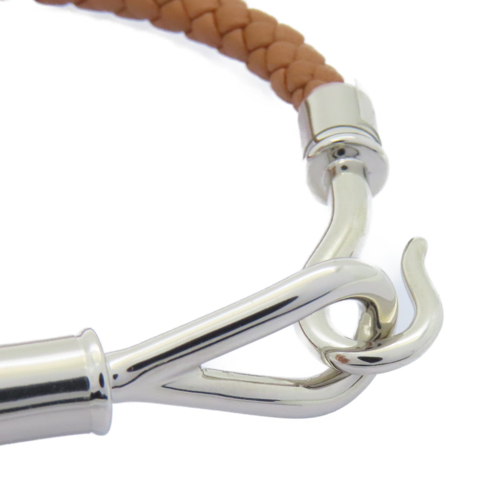 HERMES Swift皮革Jumbo H Bracelet銀扣手鐲啡色