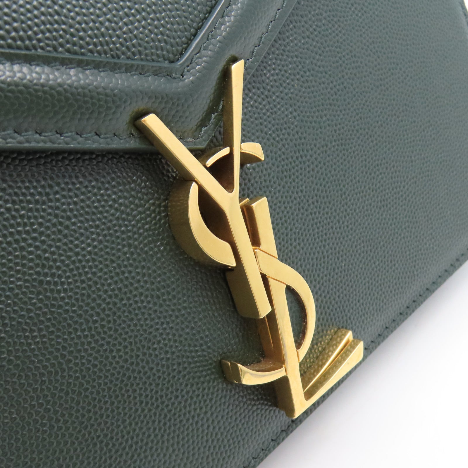 YVES SAINT LAURENT 牛皮皮革Shoulder Bag肩背袋軍綠色
