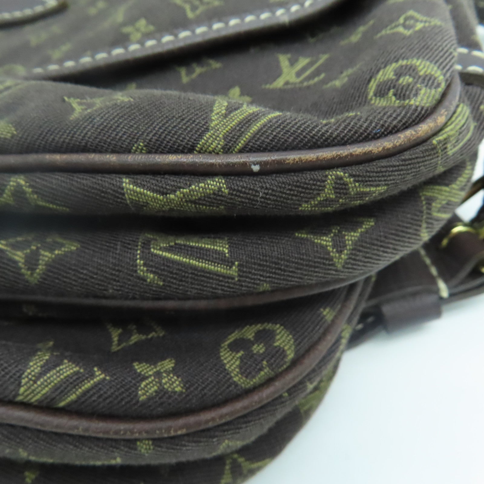 LOUIS VUITTON Monogram Mini Lin Saumur 30 Gold Buckle Shoulder Bag Brown