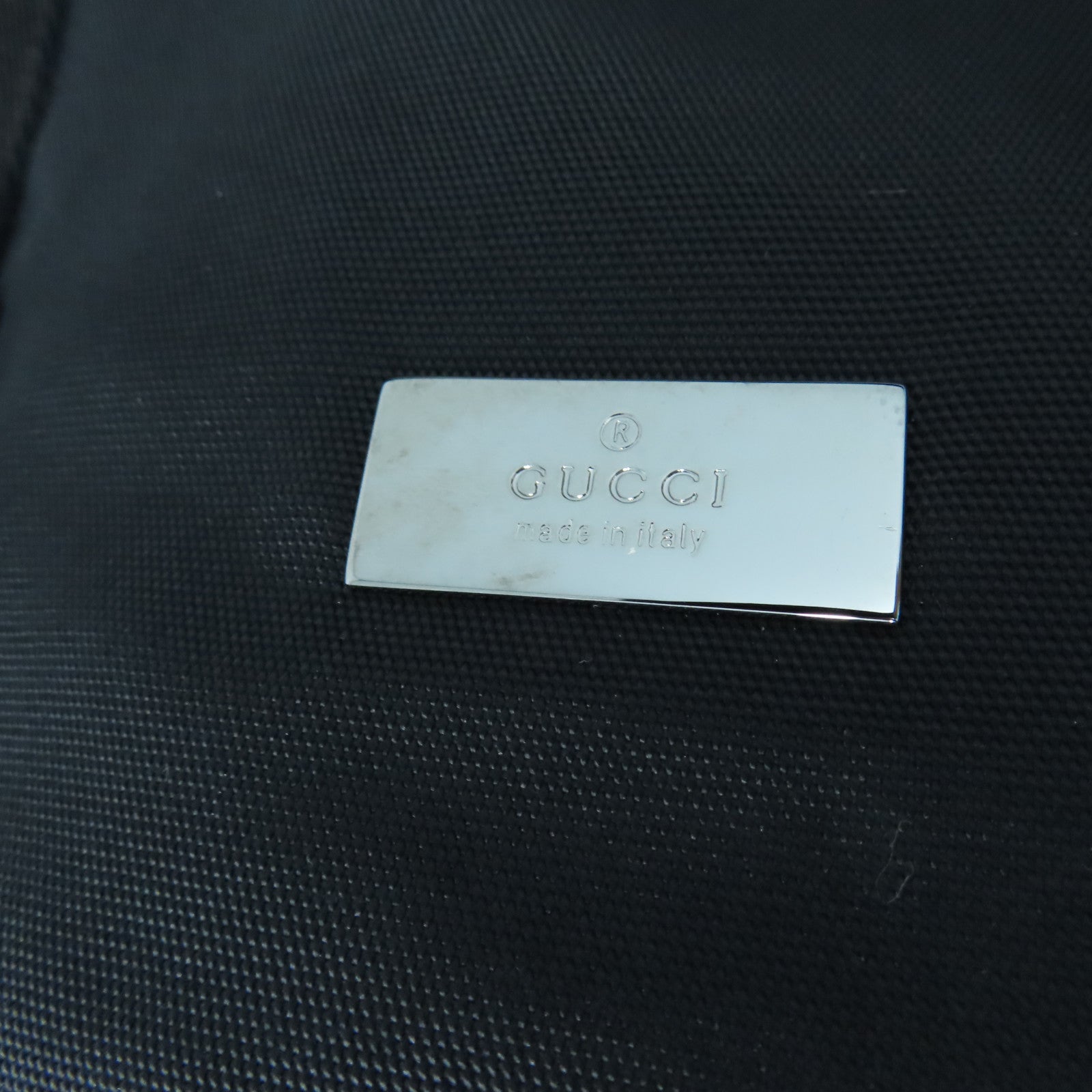 GUCCI Nylon Shoulder Bag Silver Buckle Shoulder Bag Black