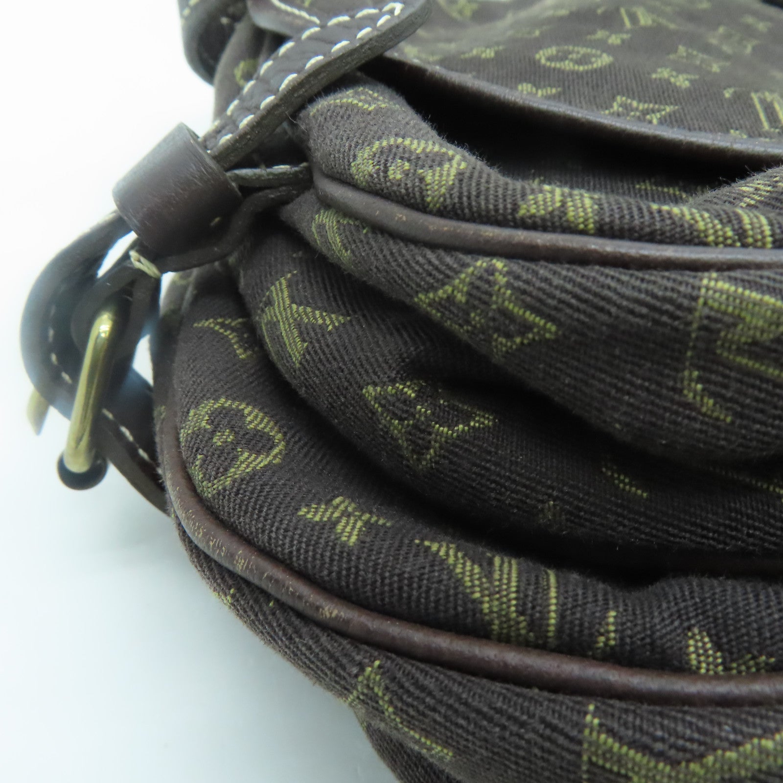 LOUIS VUITTON Monogram Mini Lin Saumur 30 Gold Buckle Shoulder Bag Brown