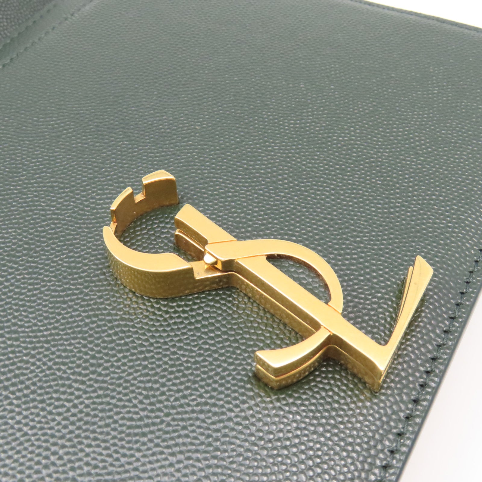 YVES SAINT LAURENT 牛皮皮革Shoulder Bag肩背袋軍綠色