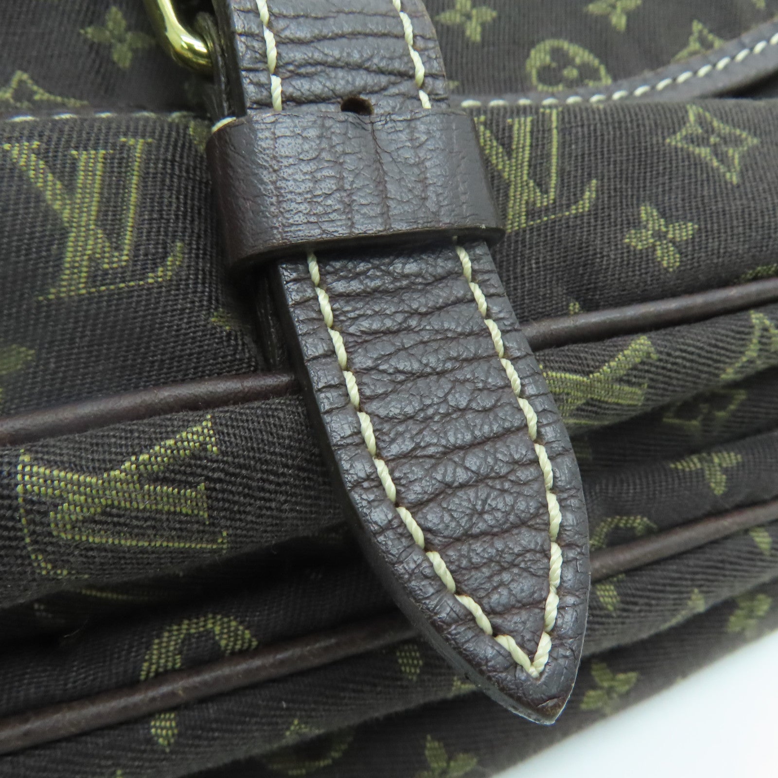 LOUIS VUITTON Monogram Mini Lin Saumur 30 Gold Buckle Shoulder Bag Brown