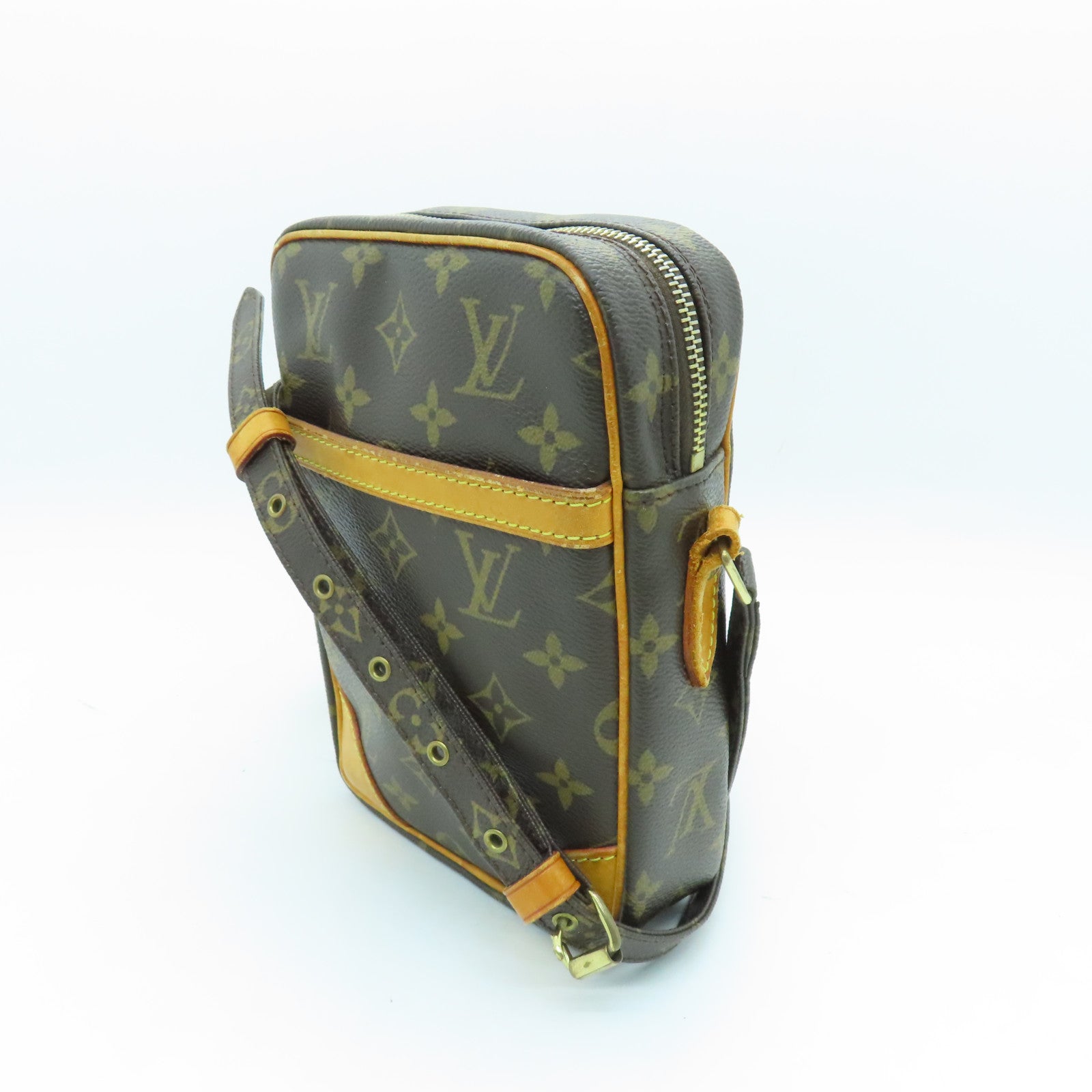 LOUIS VUITTON Monogram Danube Gold Buckle Shoulder Bag Brown