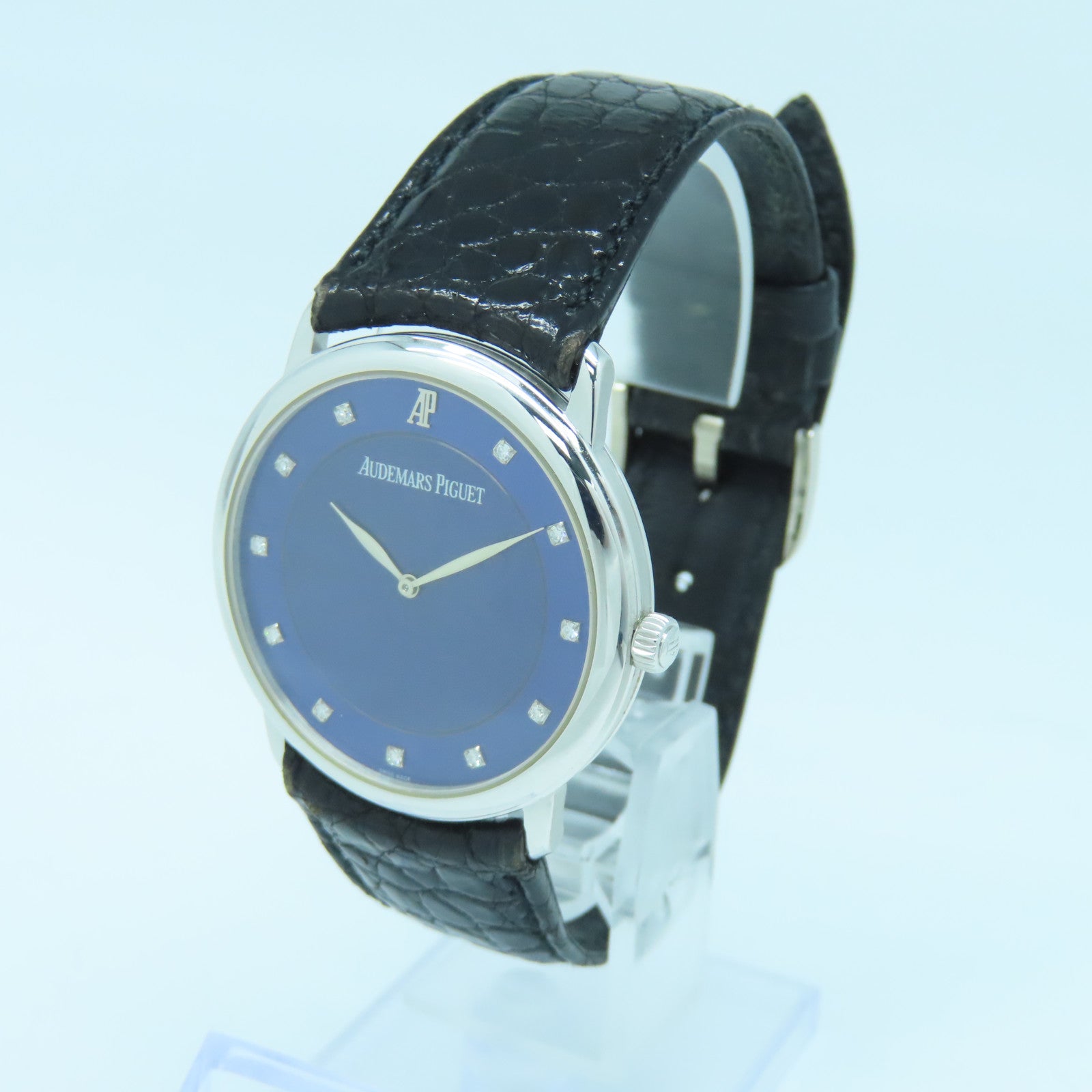 AUDEMARS PIGUET Jules Audemars 18K White Gold/Leather Watch with Manual Movement Blue/Black