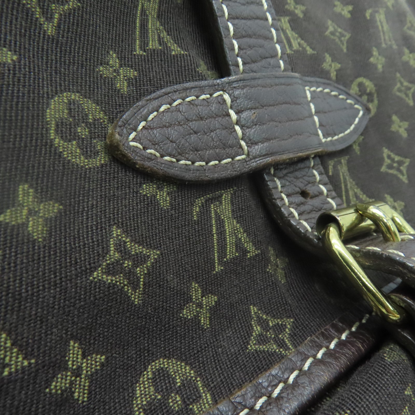 LOUIS VUITTON Monogram Mini Lin Saumur 30 Gold Buckle Shoulder Bag Brown