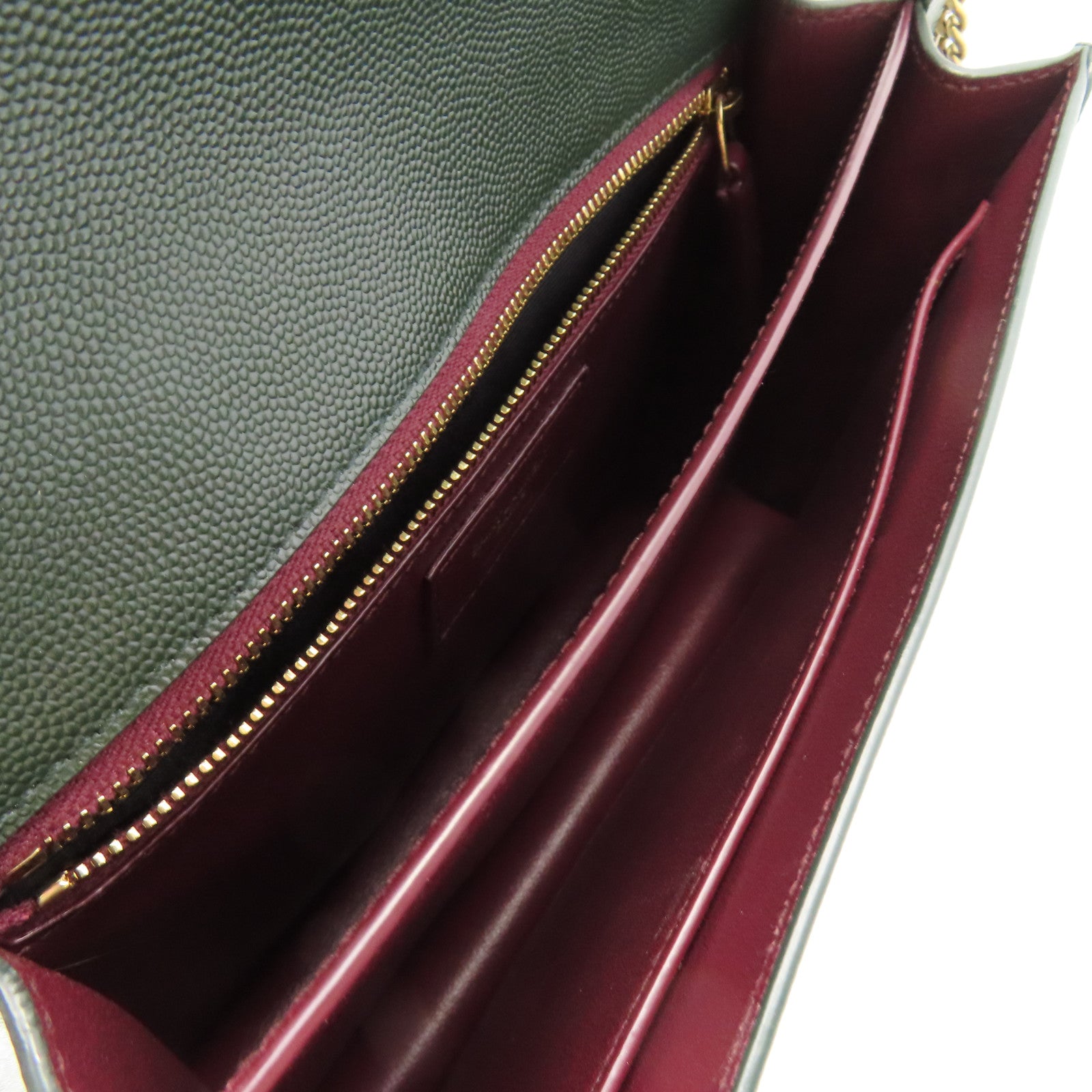 YVES SAINT LAURENT 牛皮皮革Shoulder Bag肩背袋軍綠色
