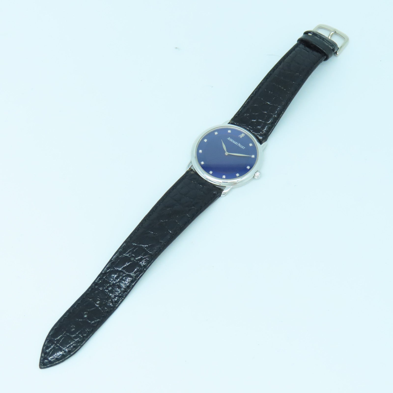 AUDEMARS PIGUET Jules Audemars 18K White Gold/Leather Watch with Manual Movement Blue/Black