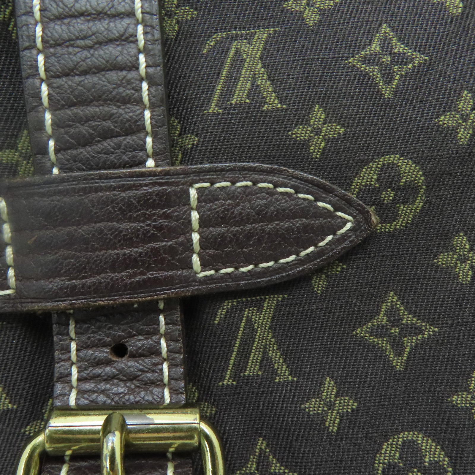 LOUIS VUITTON Monogram Mini Lin Saumur 30 Gold Buckle Shoulder Bag Brown
