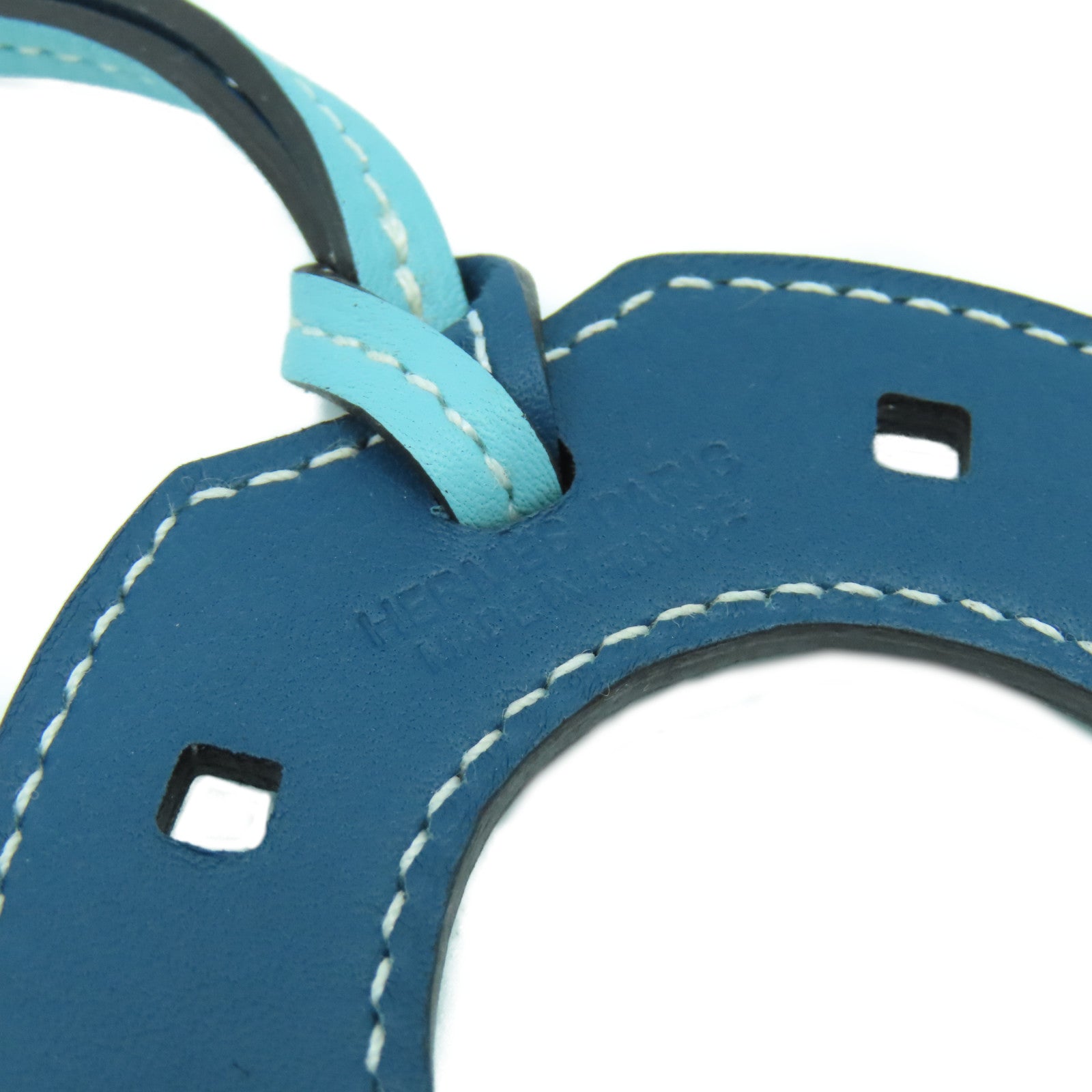 HERMES Swift皮革Paddock Horse Shoe Charm掛飾深藍色/淺藍色