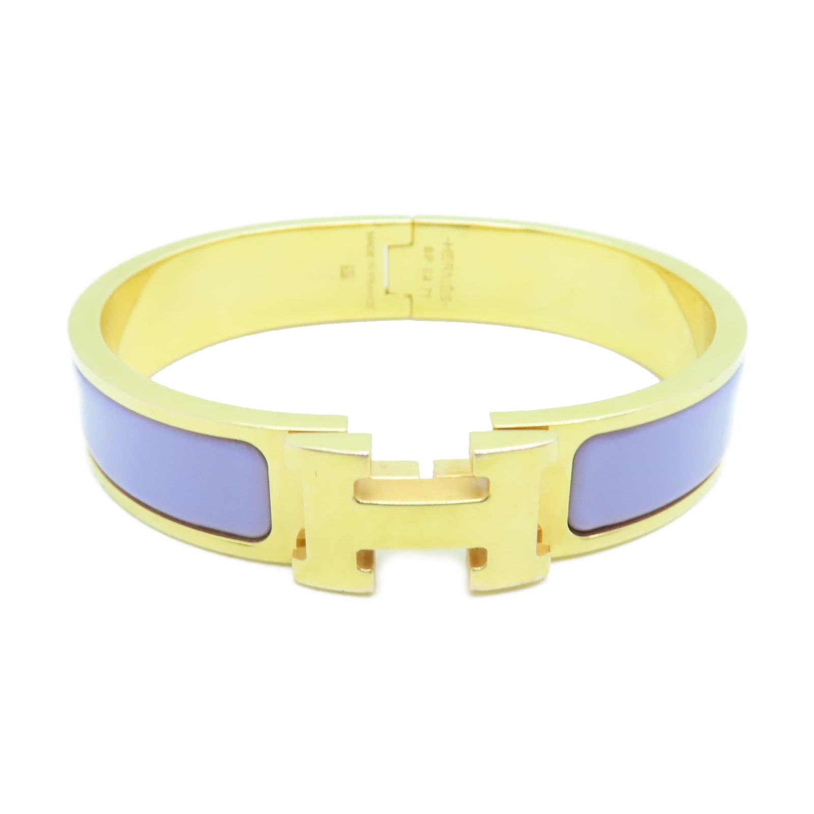 HERMES 金属Clic-Clac H Bracelet紫色/金色