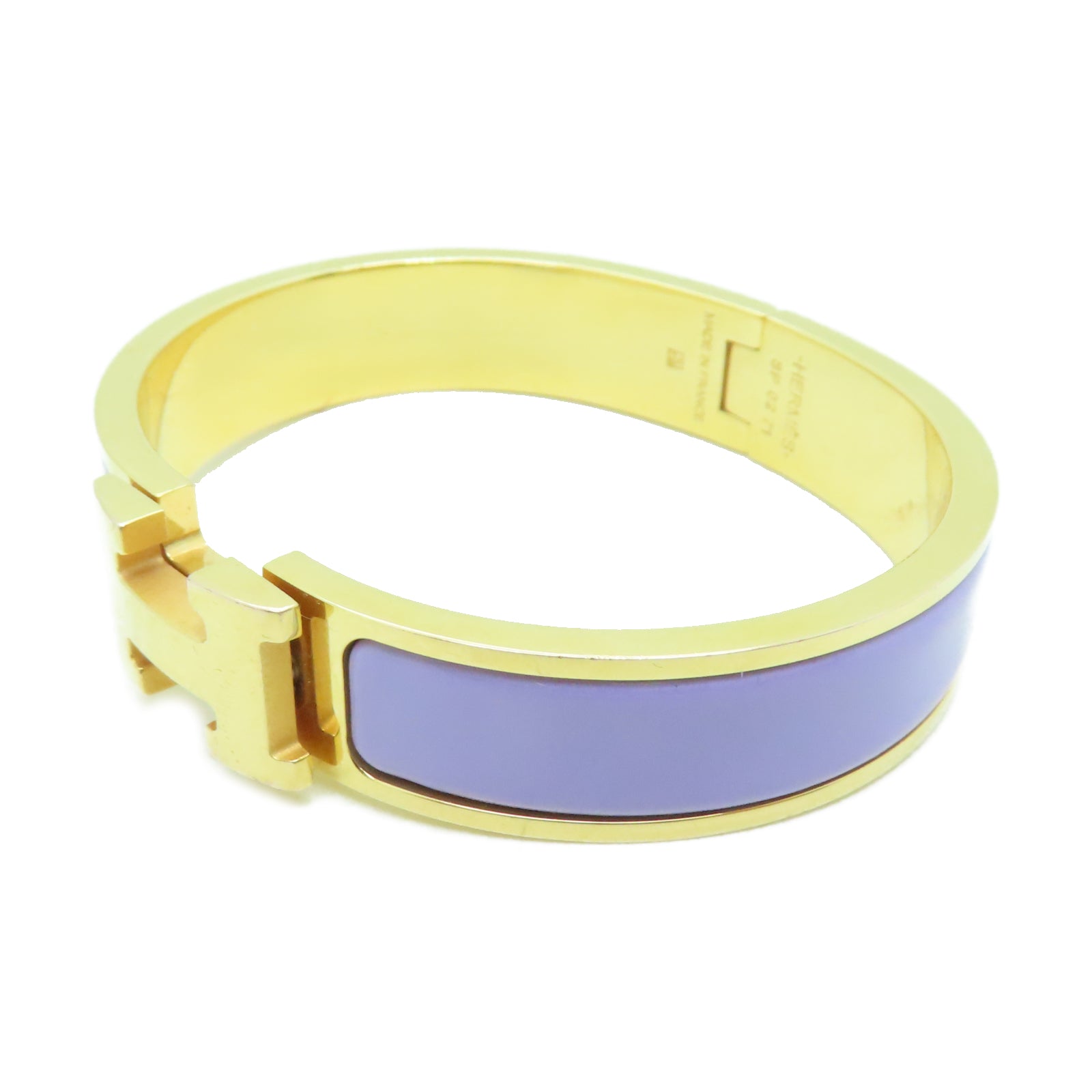 HERMES 金属Clic-Clac H Bracelet紫色/金色