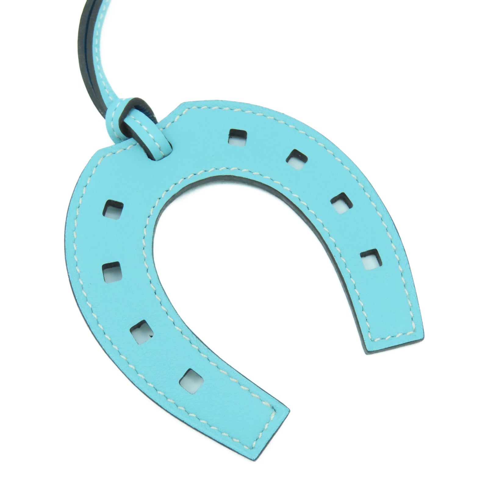 HERMES Swift皮革Paddock Horse Shoe Charm掛飾深藍色/淺藍色