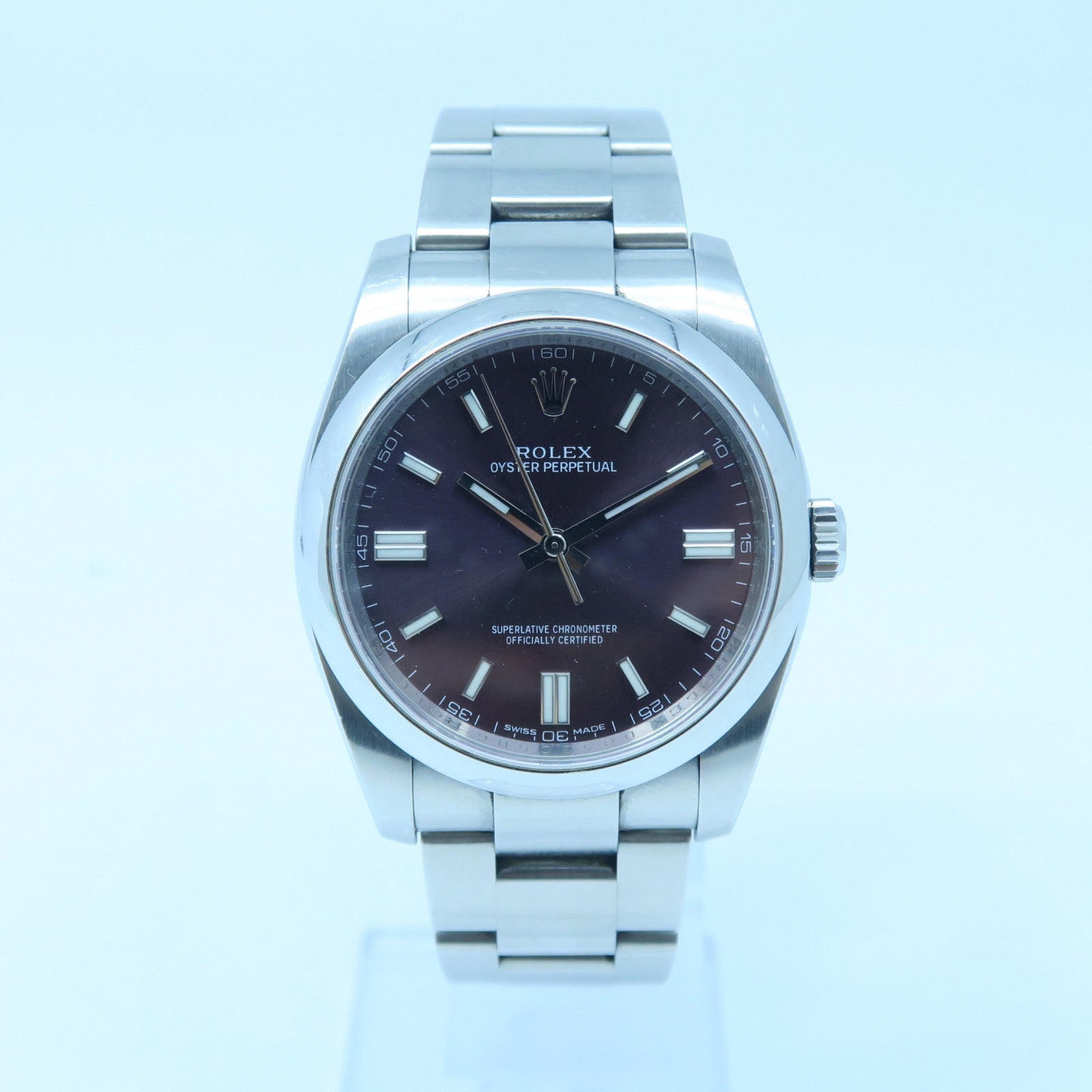 ROLEX Oyster Perpetual Stainless Steel Watch Automatic Movement Purple