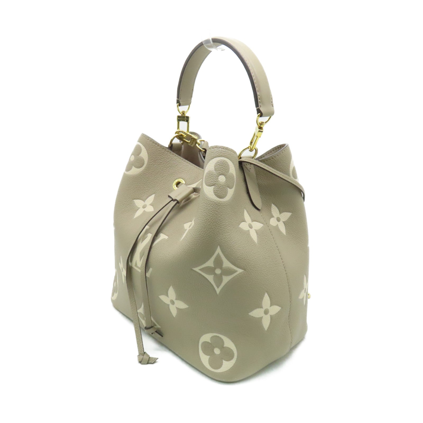 LOUIS VUITTON Monogram Empreinte Neo Noe MM金扣手挽肩背兩用袋奶油色
