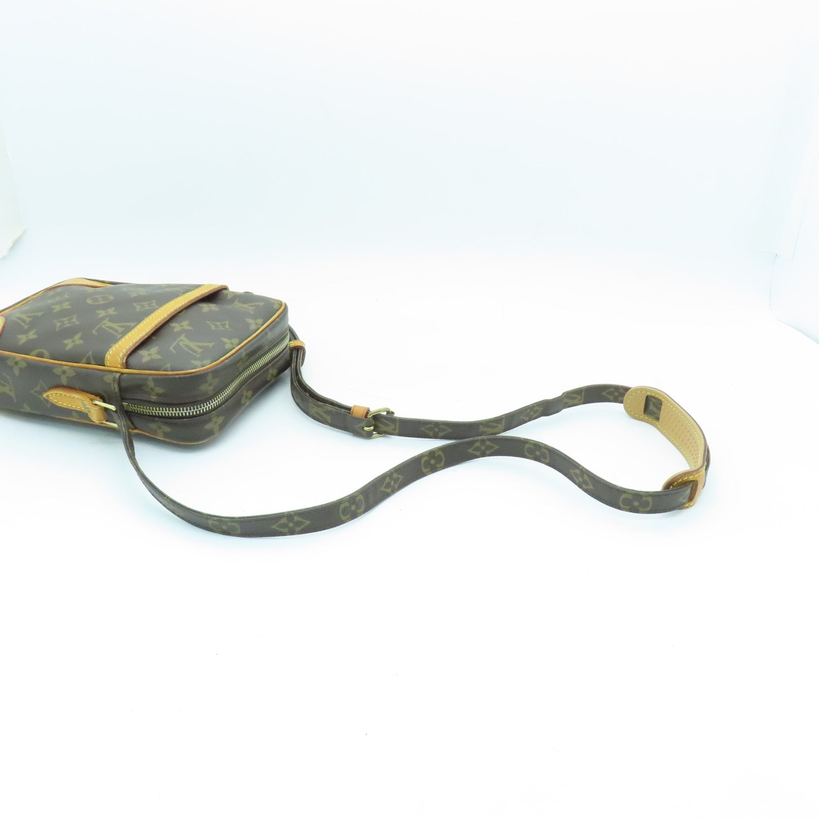 LOUIS VUITTON Monogram Danube Gold Buckle Shoulder Bag Brown