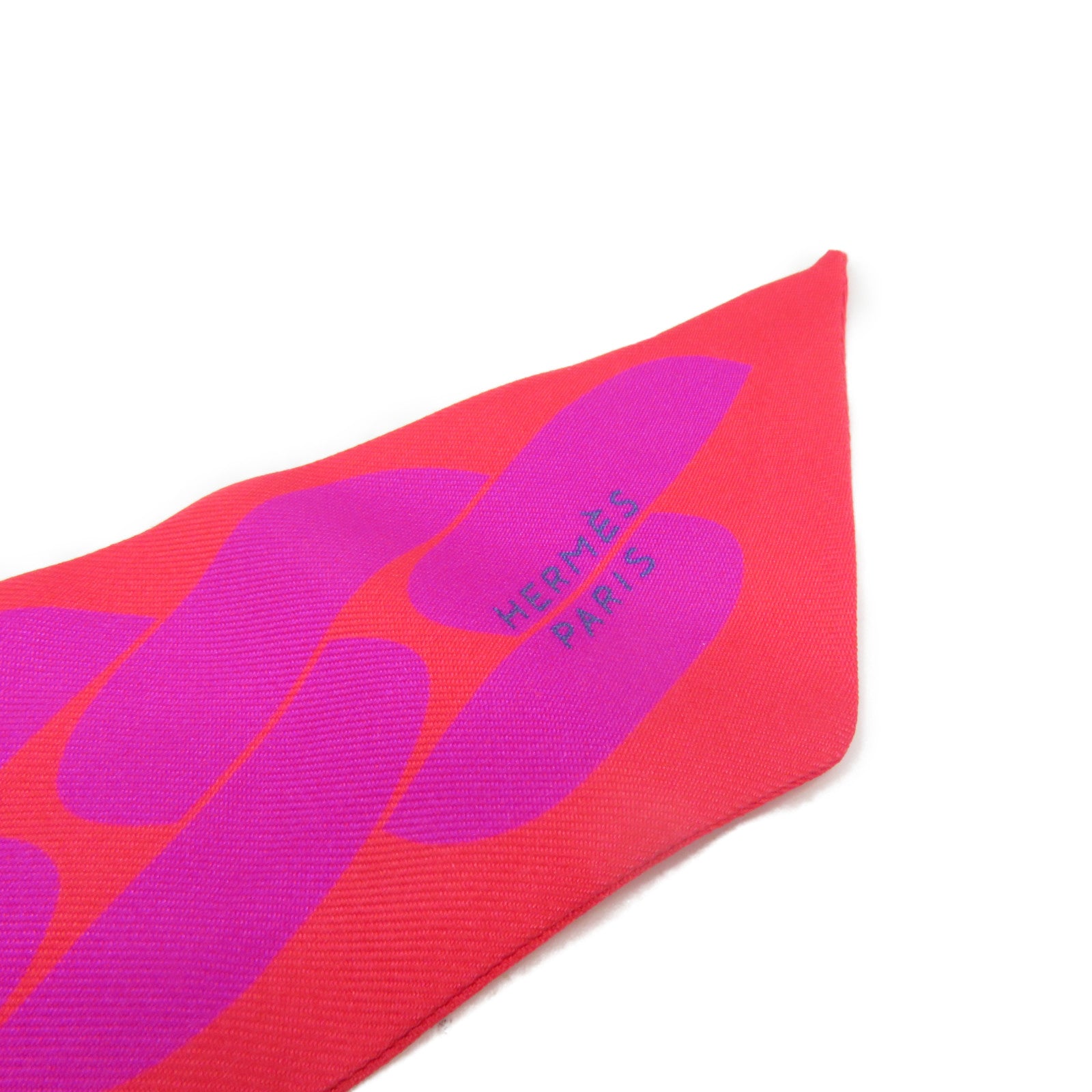 HERMES 【激減優惠】絲質Twilly絲巾紅色/紫色