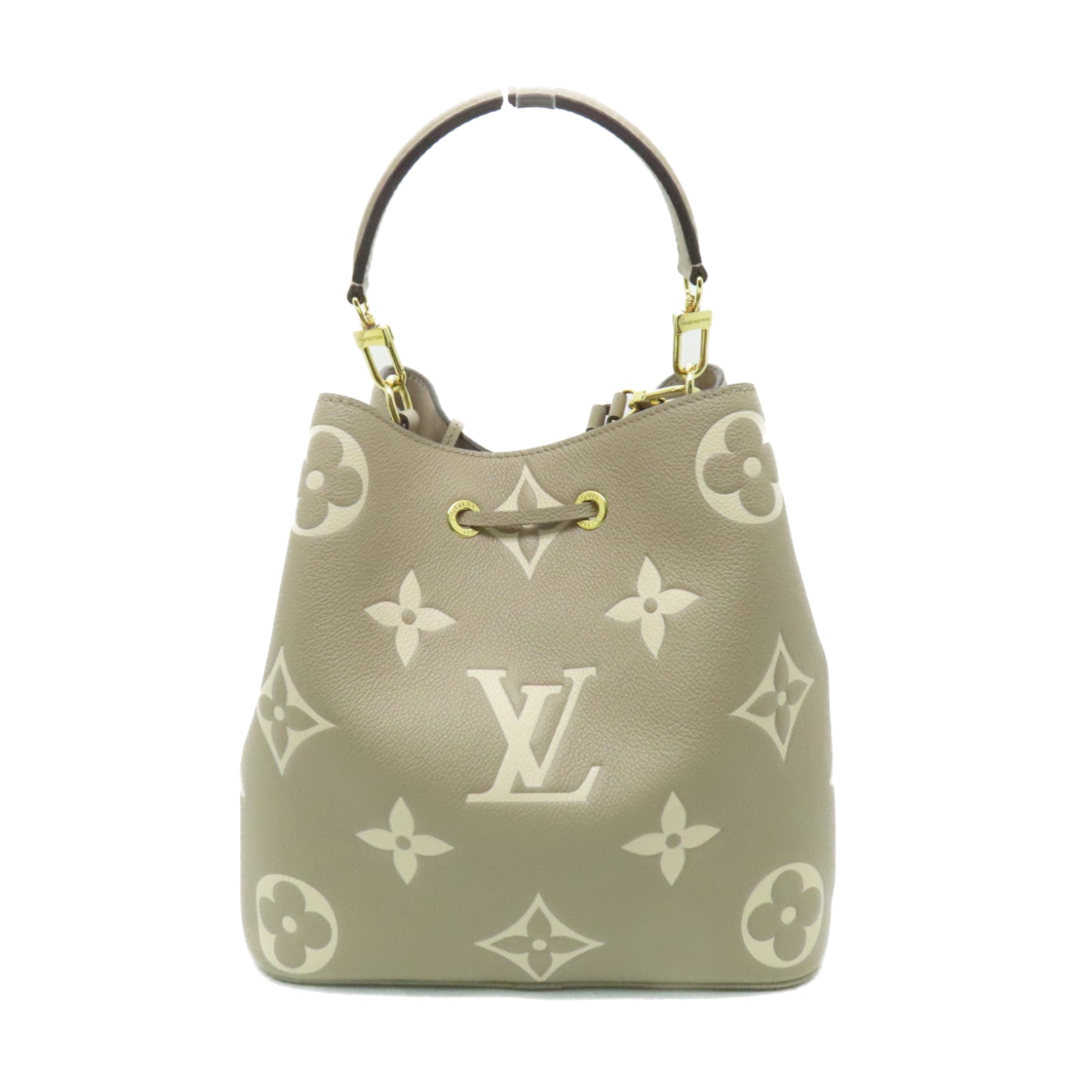 LOUIS VUITTON Monogram Empreinte Neo Noe MM金扣手挽肩背兩用袋奶油色