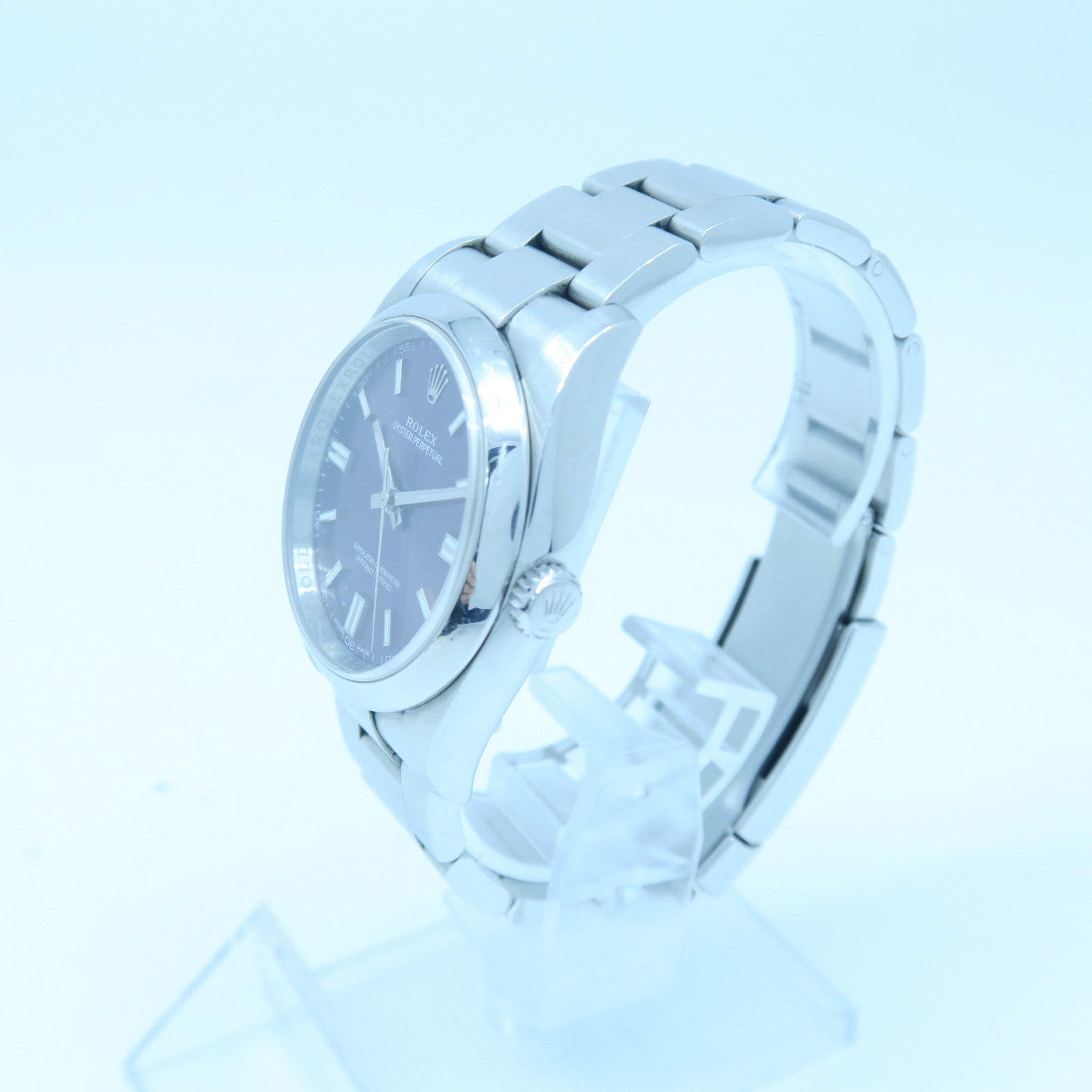 ROLEX Oyster Perpetual Stainless Steel Watch Automatic Movement Purple