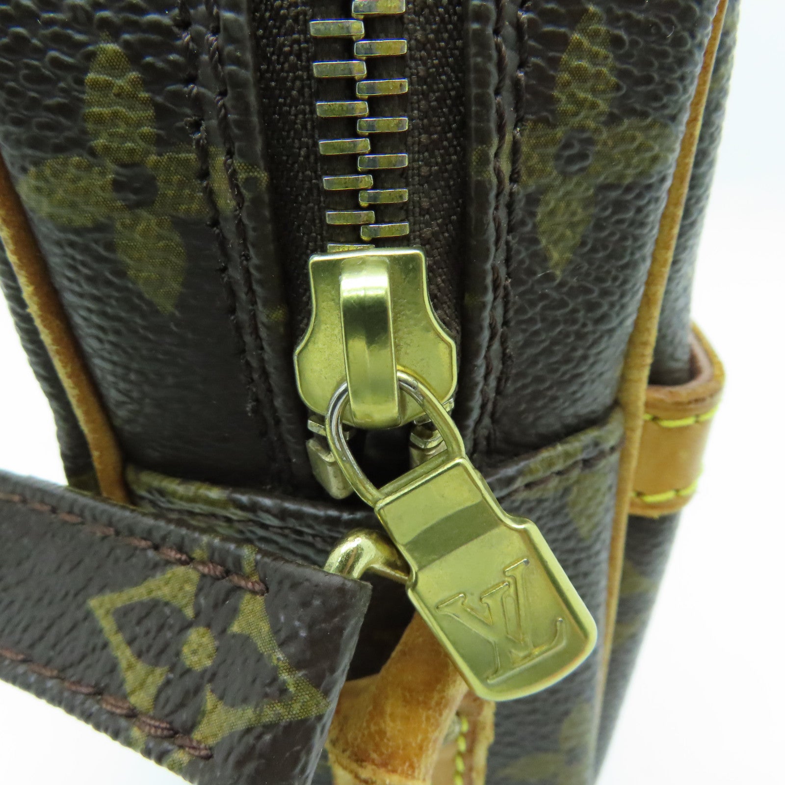 LOUIS VUITTON Monogram Danube Gold Buckle Shoulder Bag Brown