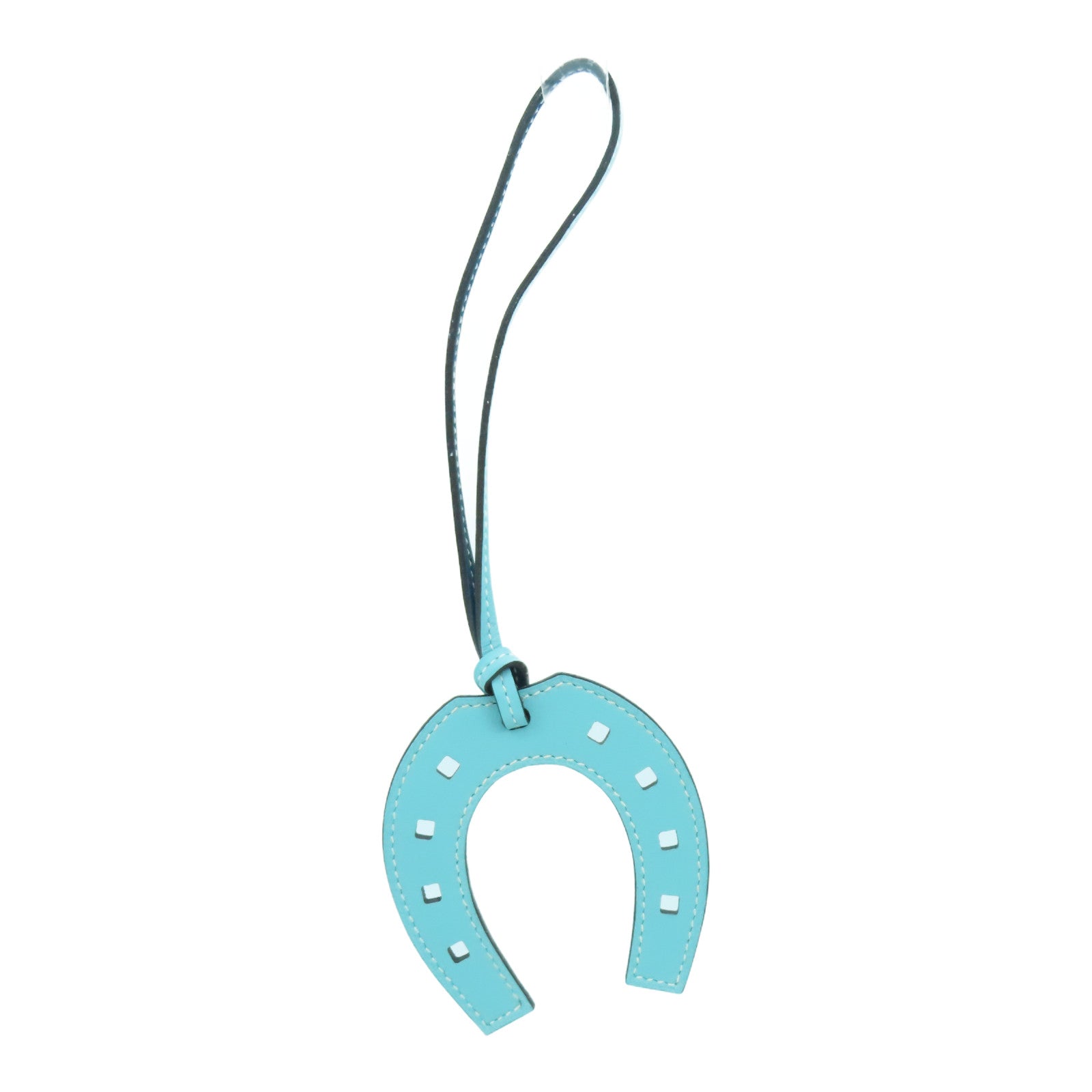 HERMES Swift皮革Paddock Horse Shoe Charm掛飾深藍色/淺藍色