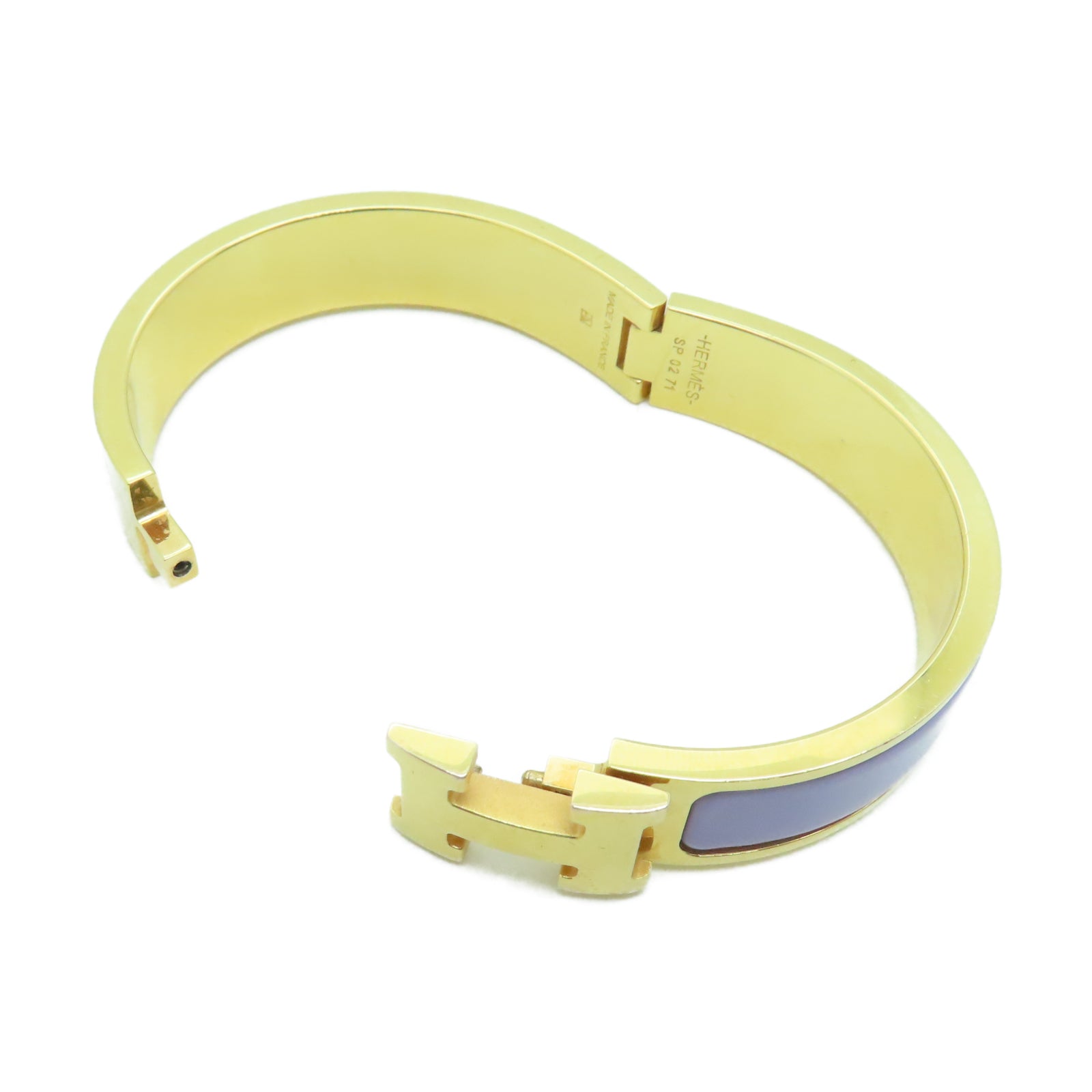 HERMES 金属Clic-Clac H Bracelet紫色/金色