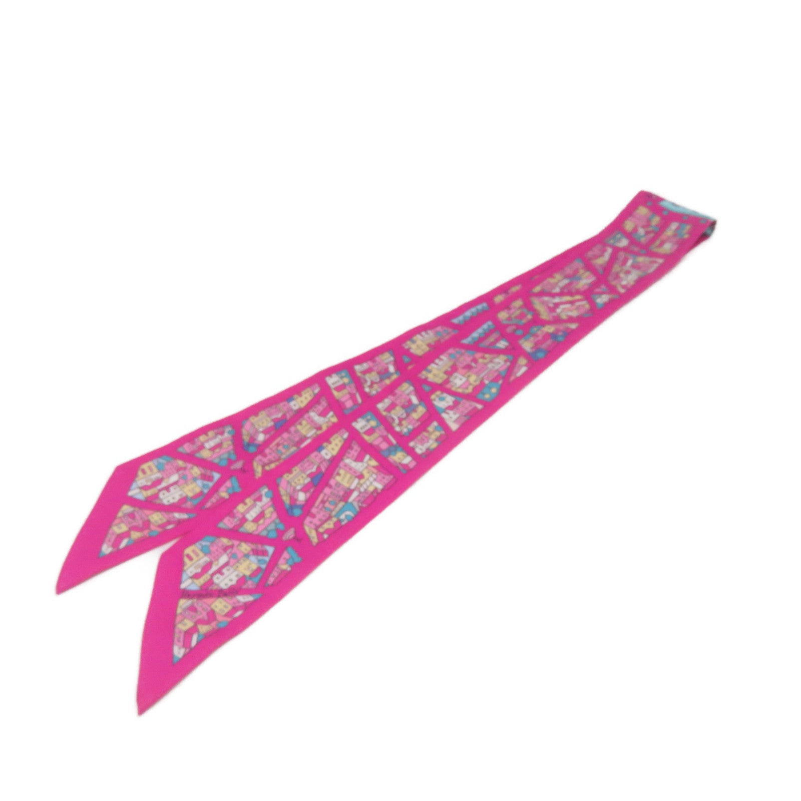 HERMES [Sharp Discount] Silk Twilly Scarf Purple/Color