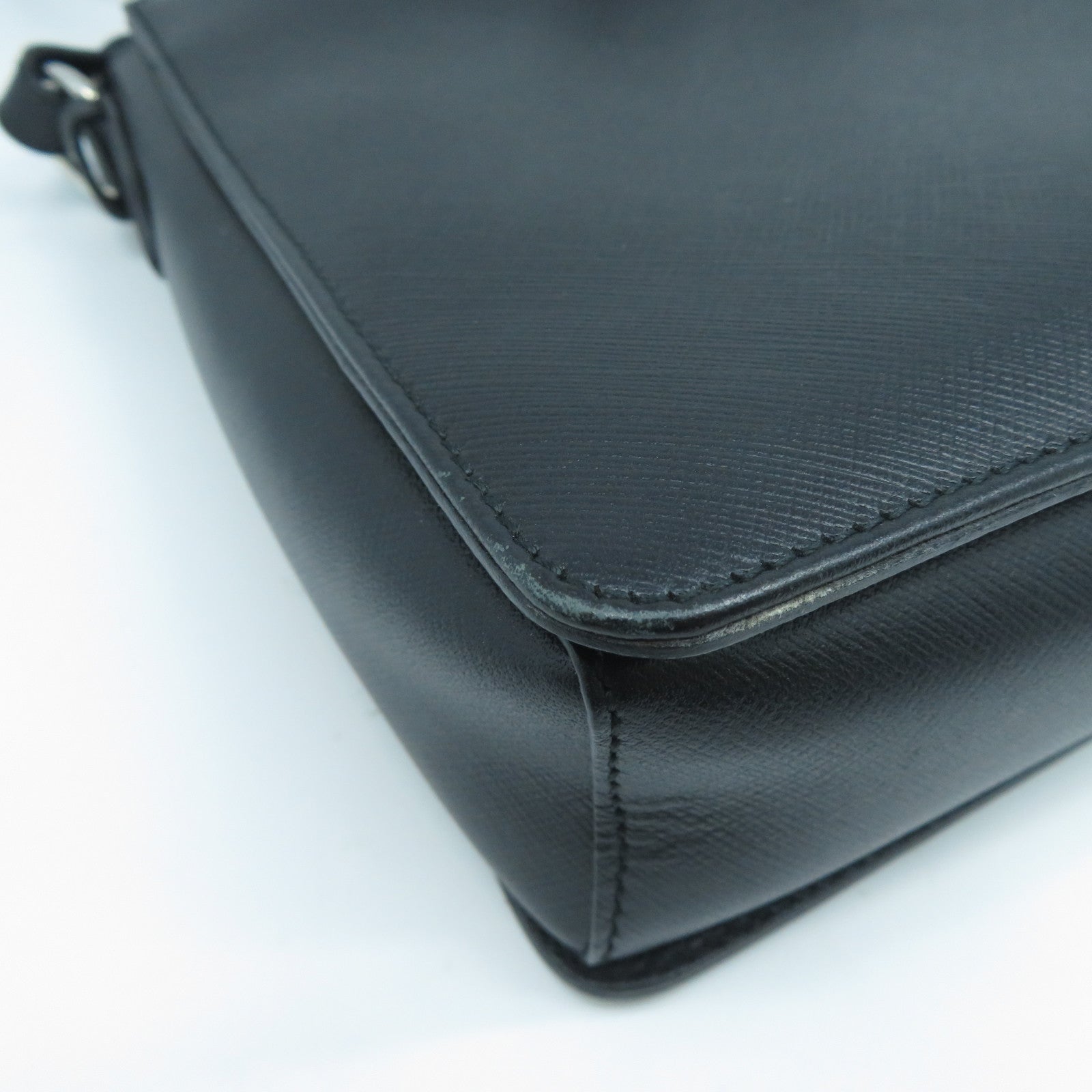 Salvatore Ferragamo 牛皮皮革2 Way Shoulder Bag銀扣手挽肩背兩用袋黑色