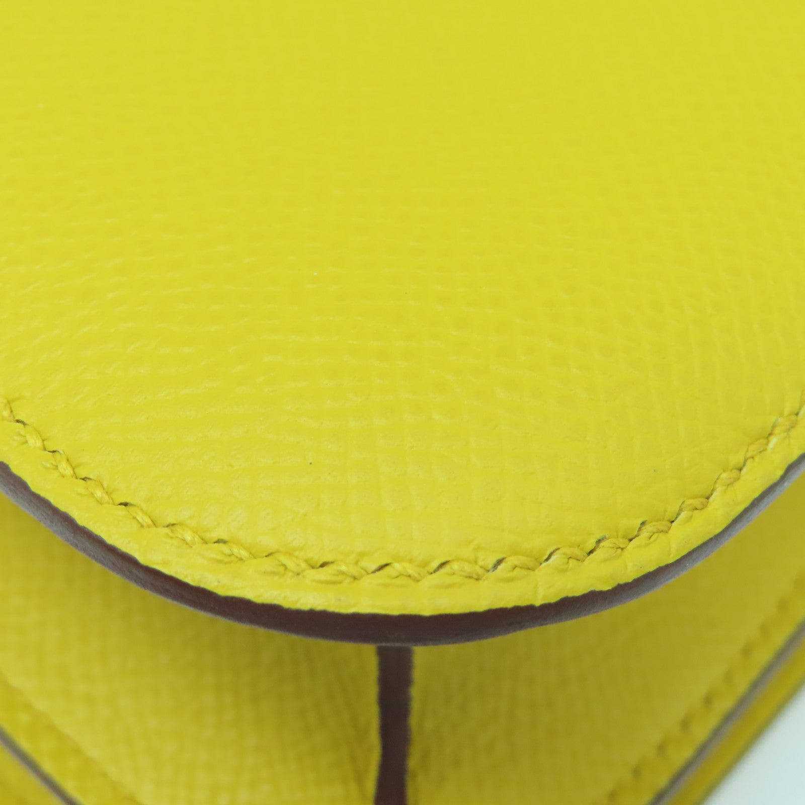 HERMES Veau Epsom Leather Constance 24 Silver Buckle Handle Shoulder Bag Amber Yellow