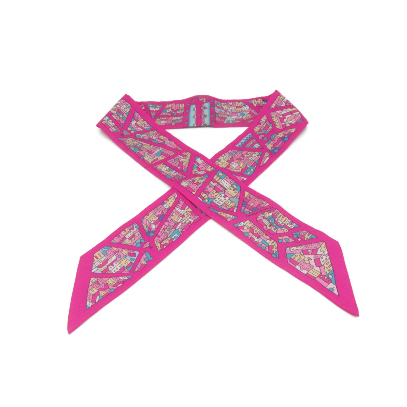 HERMES [Sharp Discount] Silk Twilly Scarf Purple/Color