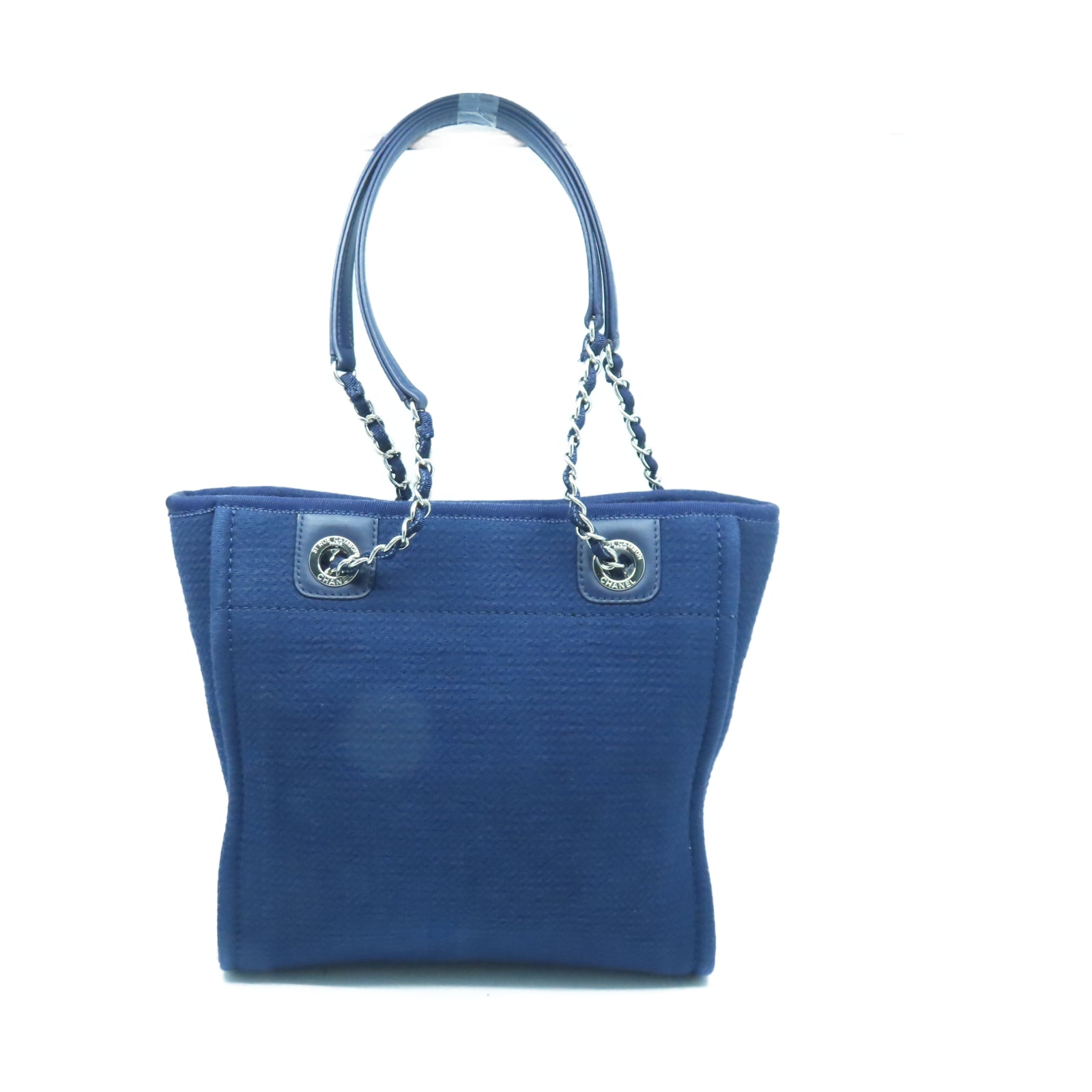 CHANEL 帆布Tote Bag銀扣手挽袋深藍色