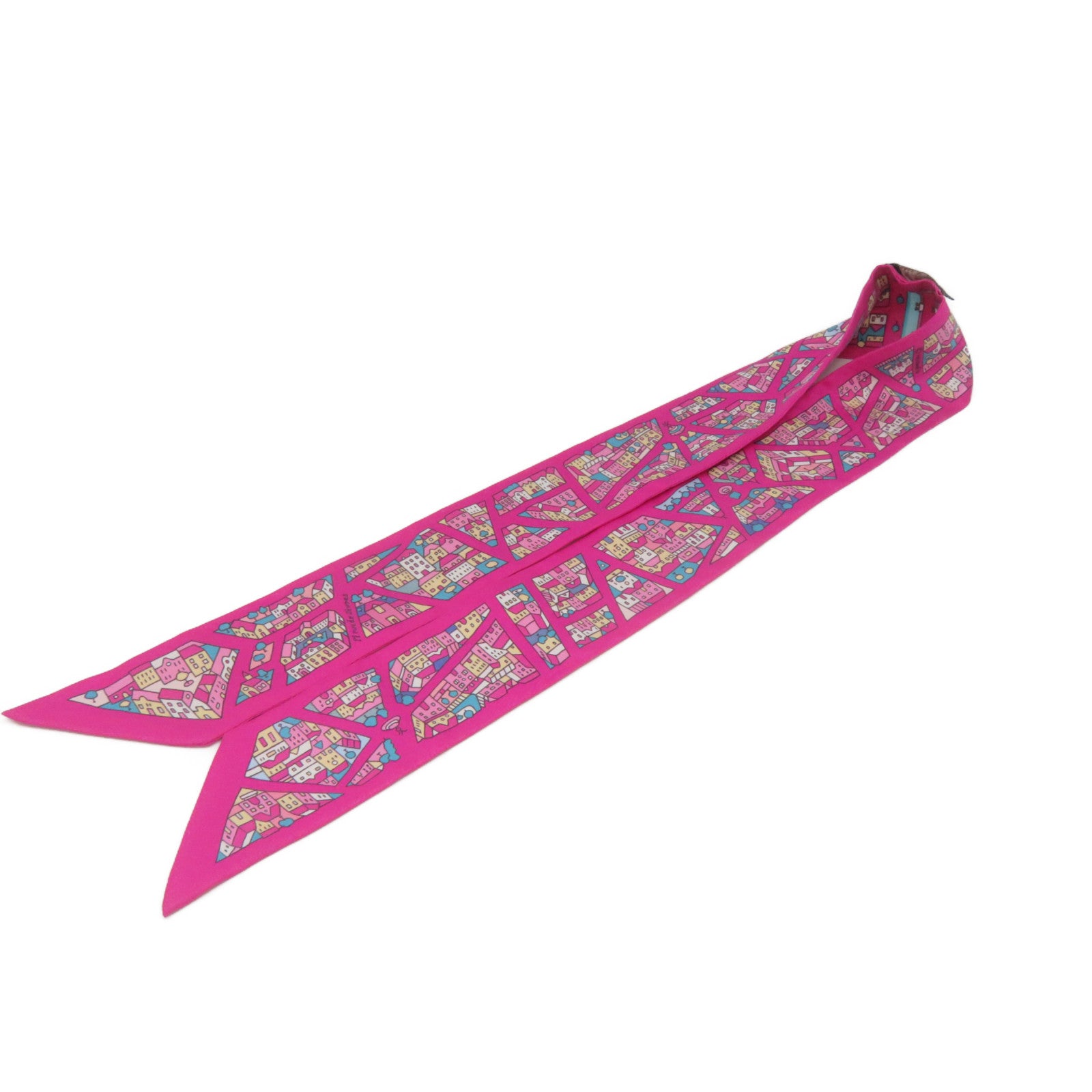 HERMES [Sharp Discount] Silk Twilly Scarf Purple/Color