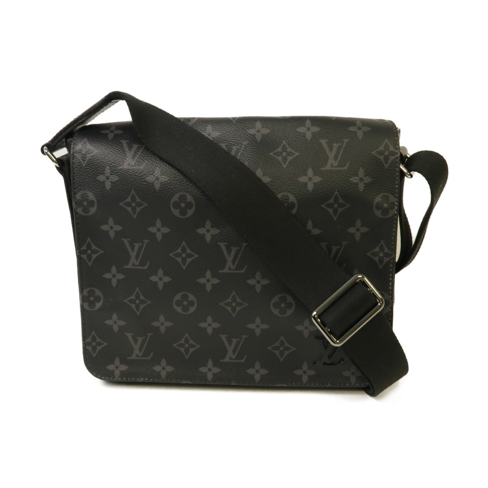 LOUIS VUITTON Monogram Eclipse District PM銀扣肩背袋黑色