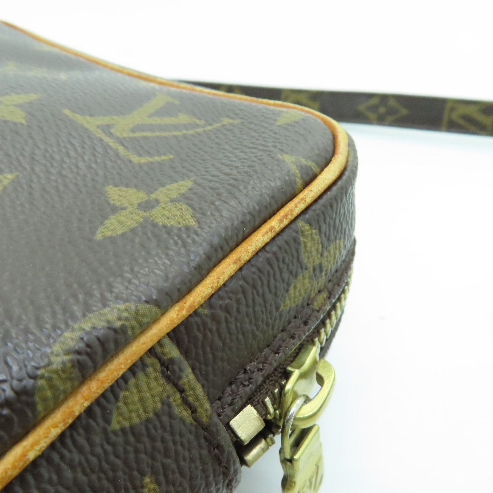 LOUIS VUITTON Monogram Danube Gold Buckle Shoulder Bag Brown