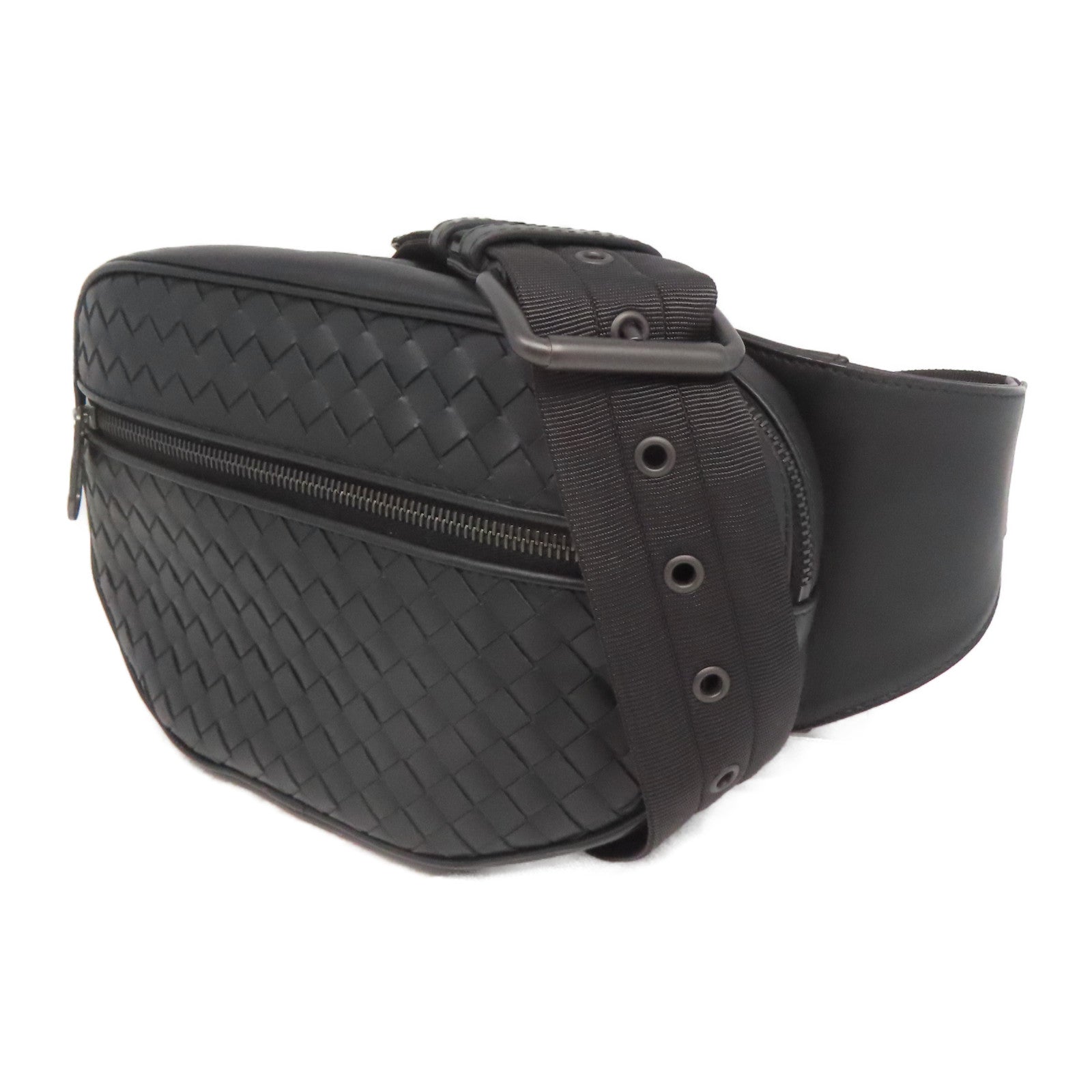 BOTTEGA VENETA 織紋牛皮皮革Waist Bag腰包黑色