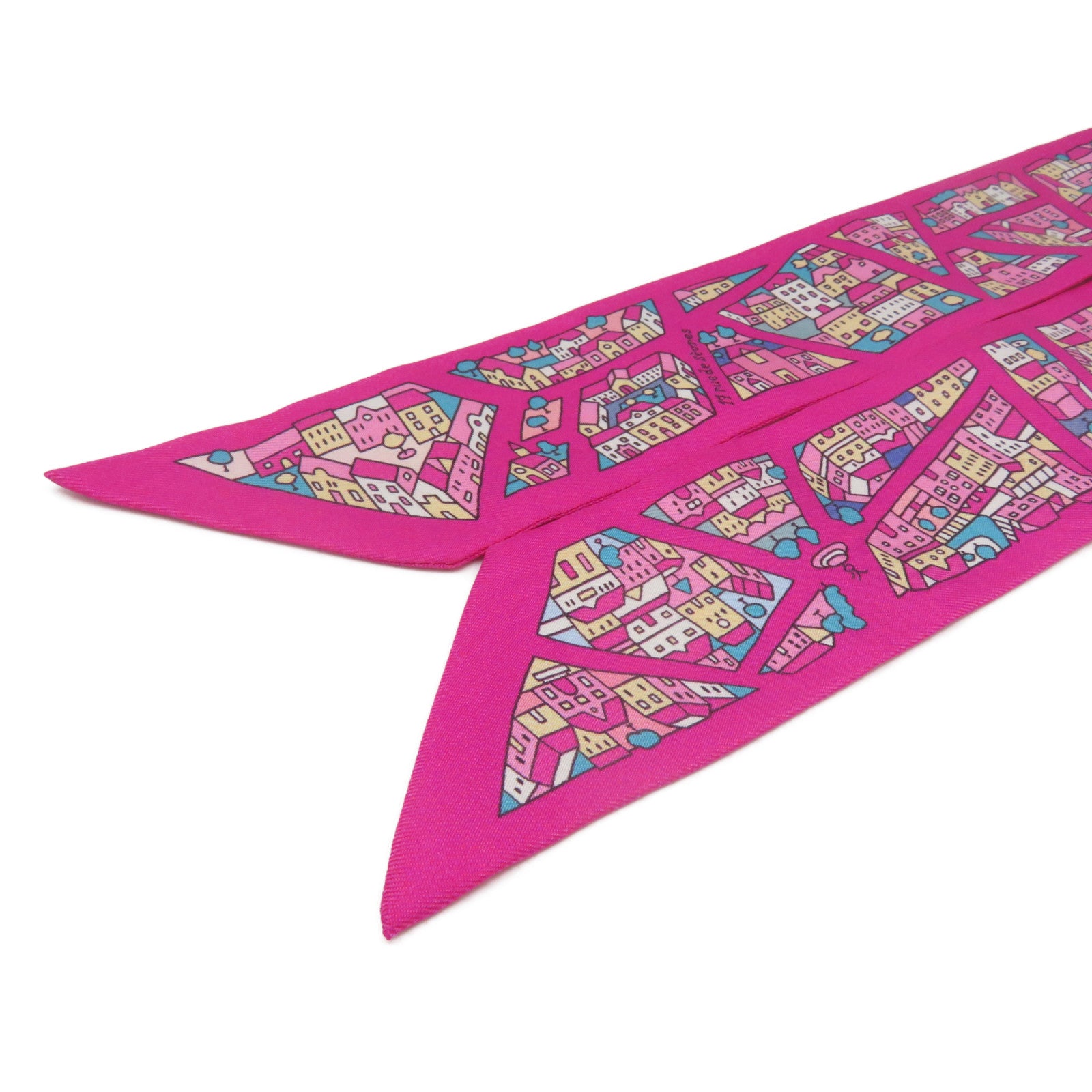 HERMES [Sharp Discount] Silk Twilly Scarf Purple/Color