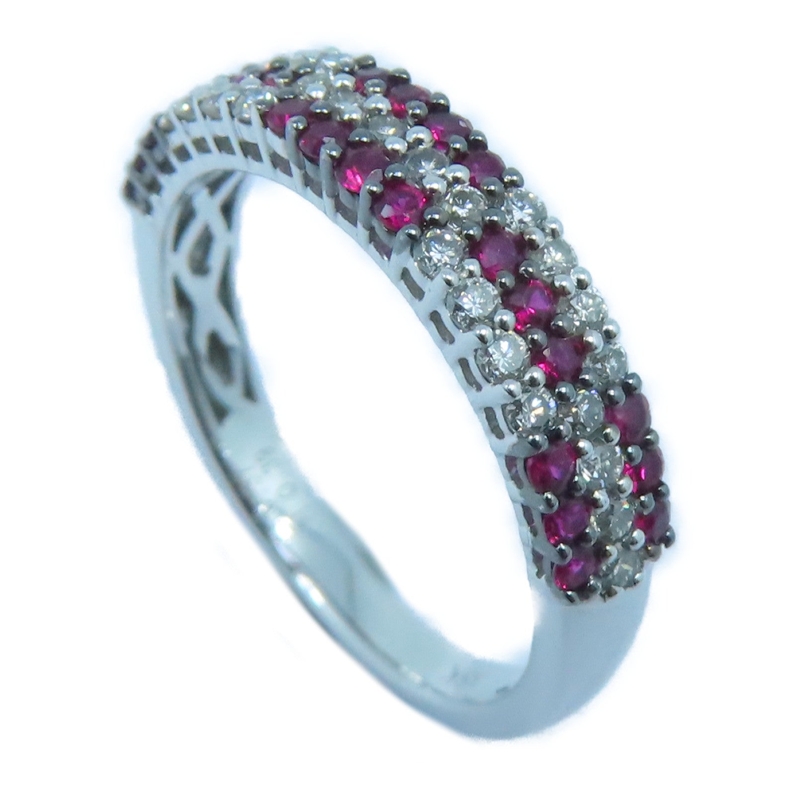 JEWELRY [Sharp Discount] 18K White Gold Ruby Ring 0.37ct Diamond/0.39ct Ruby Ring US#6