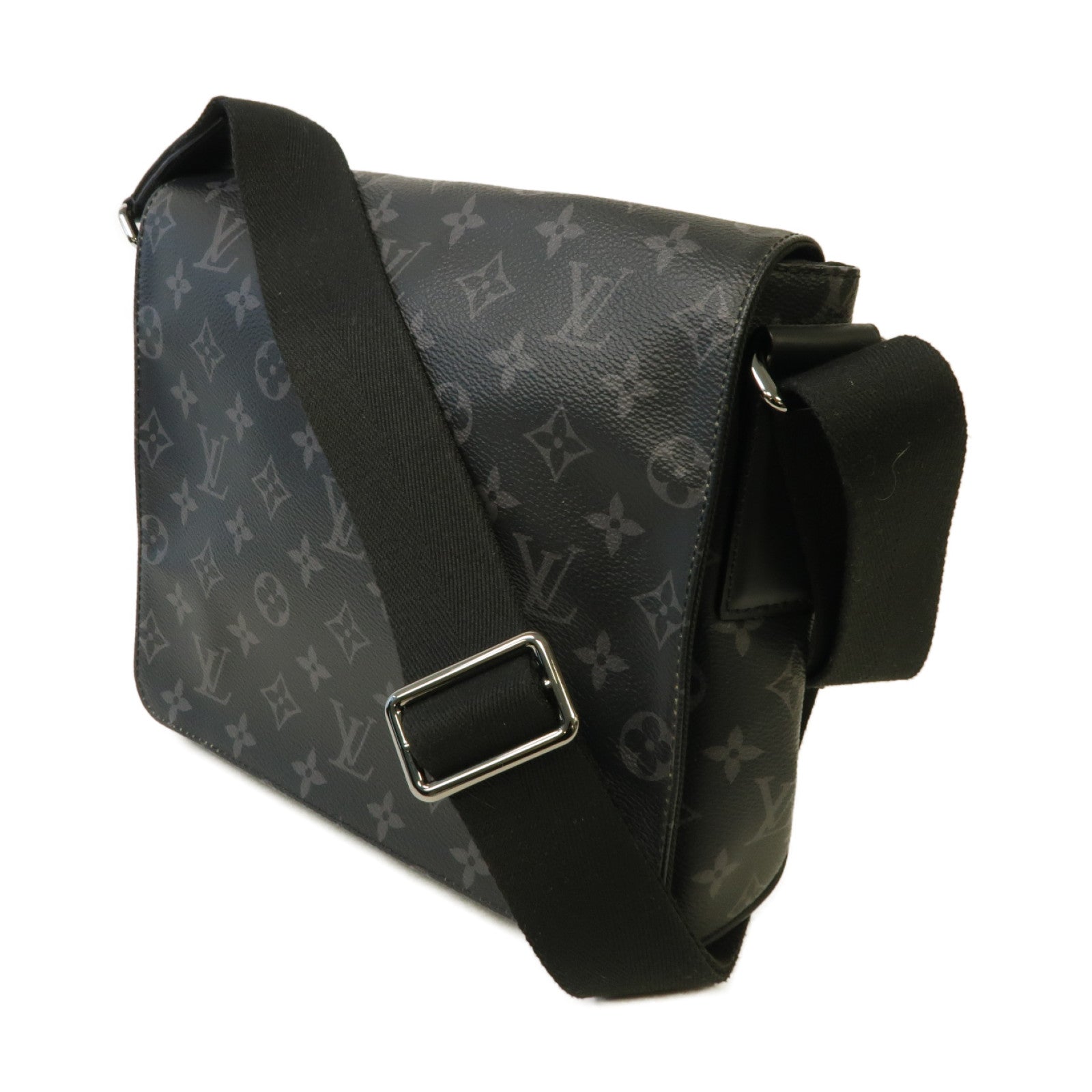 LOUIS VUITTON Monogram Eclipse District PM銀扣肩背袋黑色