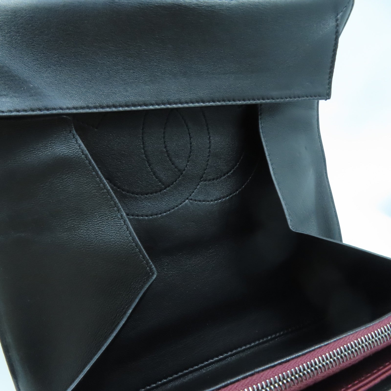 CHANEL 牛皮皮革Chain Shoulder Bag銀扣鏈帶肩背袋銀色黑色