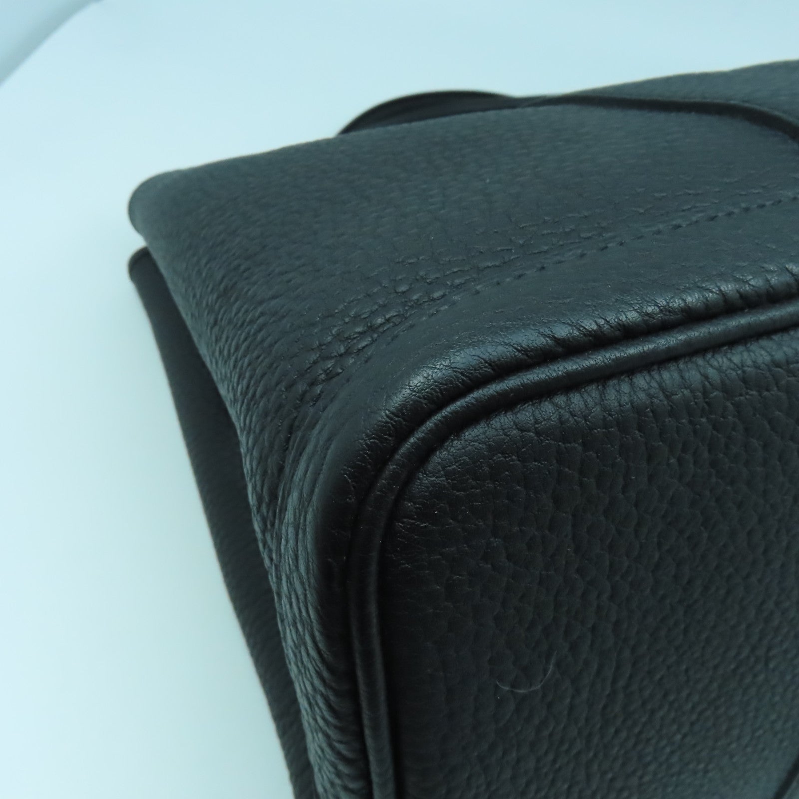 HERMES Country皮革Garden Party PM銀扣手挽袋Noir黑色