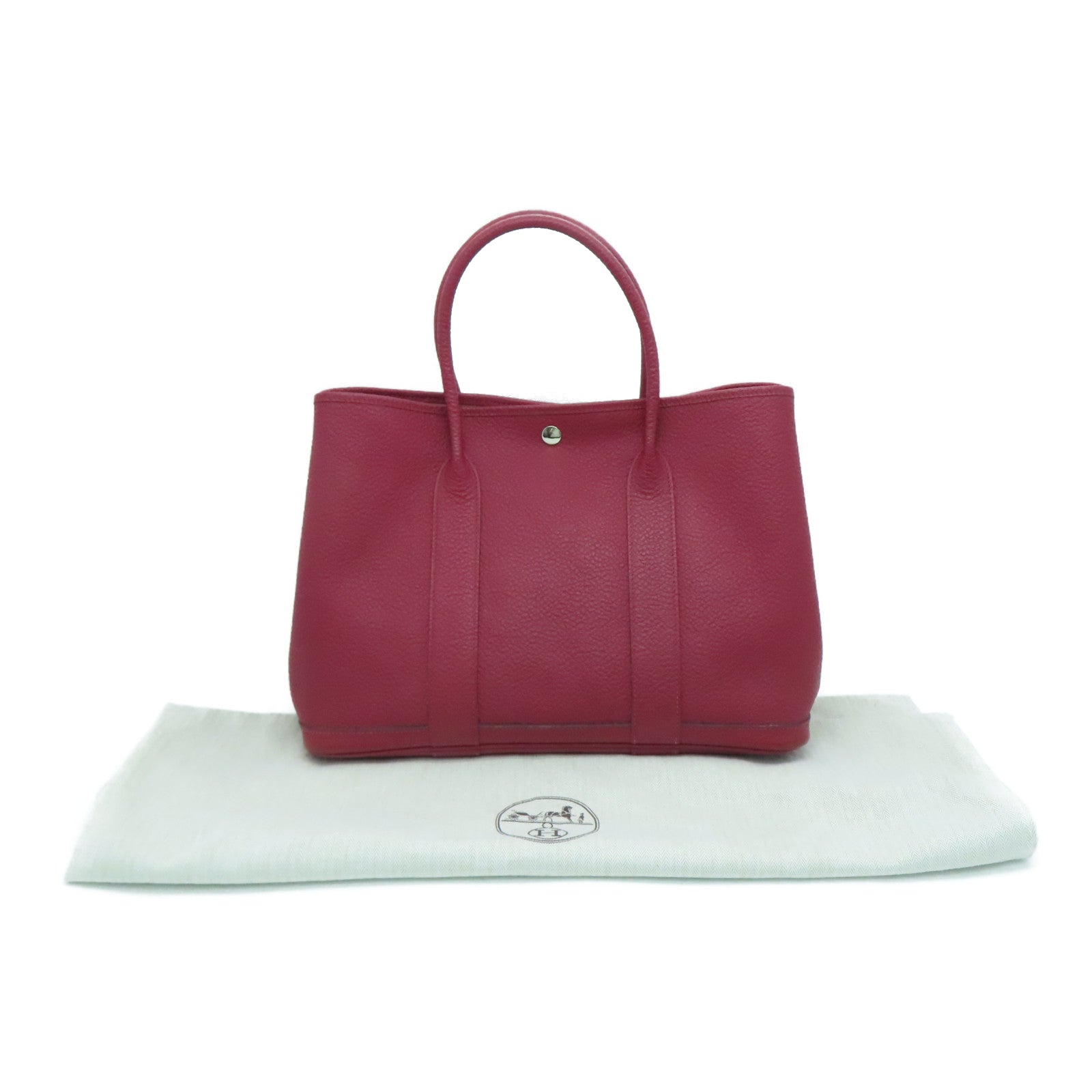 HERMES [Sharp Reduction Offer] Negonda Leather Garden Party PM Silver Buckle Shoulder Bag Red