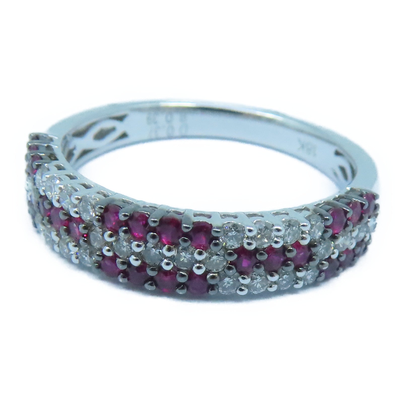 JEWELRY [Sharp Discount] 18K White Gold Ruby Ring 0.37ct Diamond/0.39ct Ruby Ring US#6