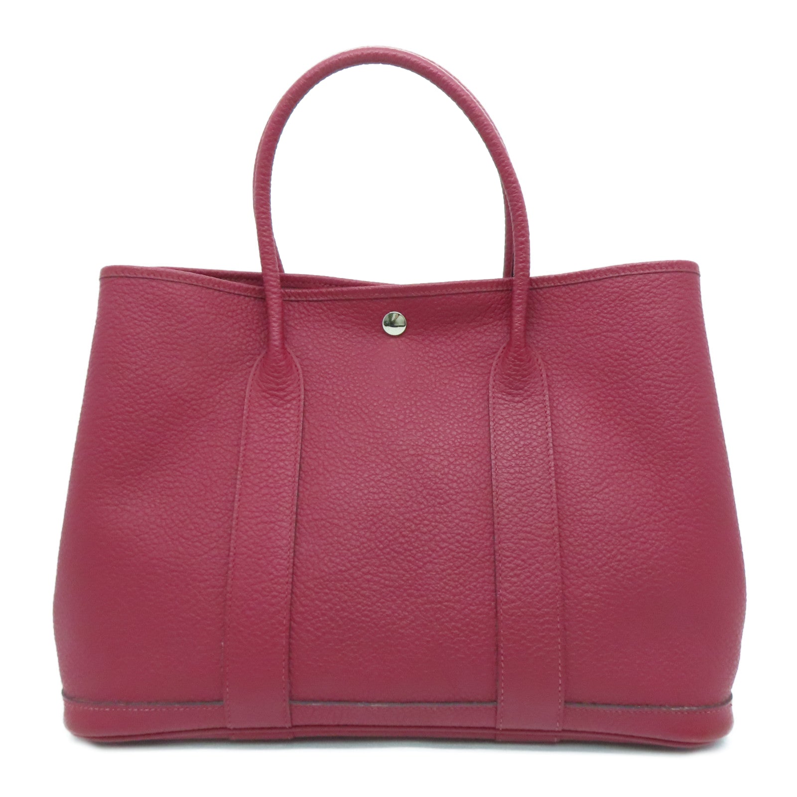 HERMES [Sharp Reduction Offer] Negonda Leather Garden Party PM Silver Buckle Shoulder Bag Red