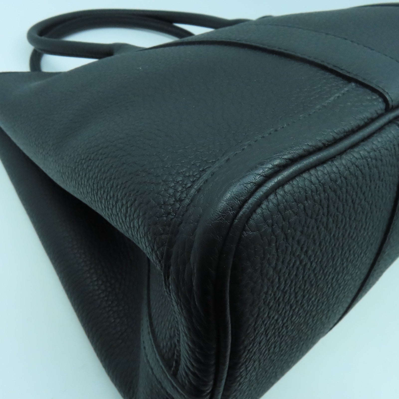 HERMES Country皮革Garden Party PM銀扣手挽袋Noir黑色