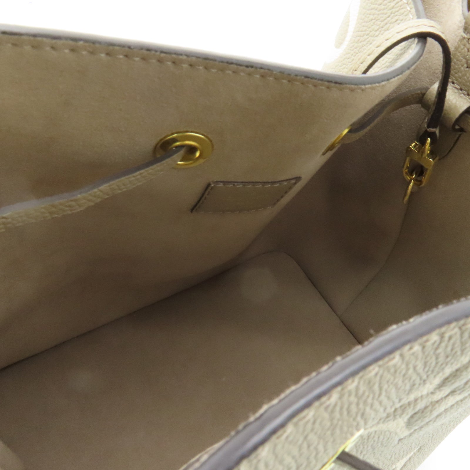 LOUIS VUITTON Monogram Empreinte Neo Noe MM金扣手挽肩背兩用袋奶油色